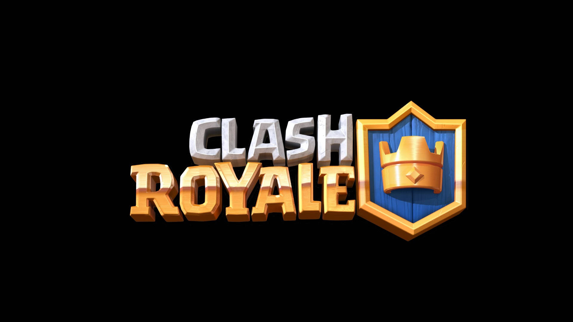Clash Royale, black, gold crown shield, Full HD Desktop Wallpaper