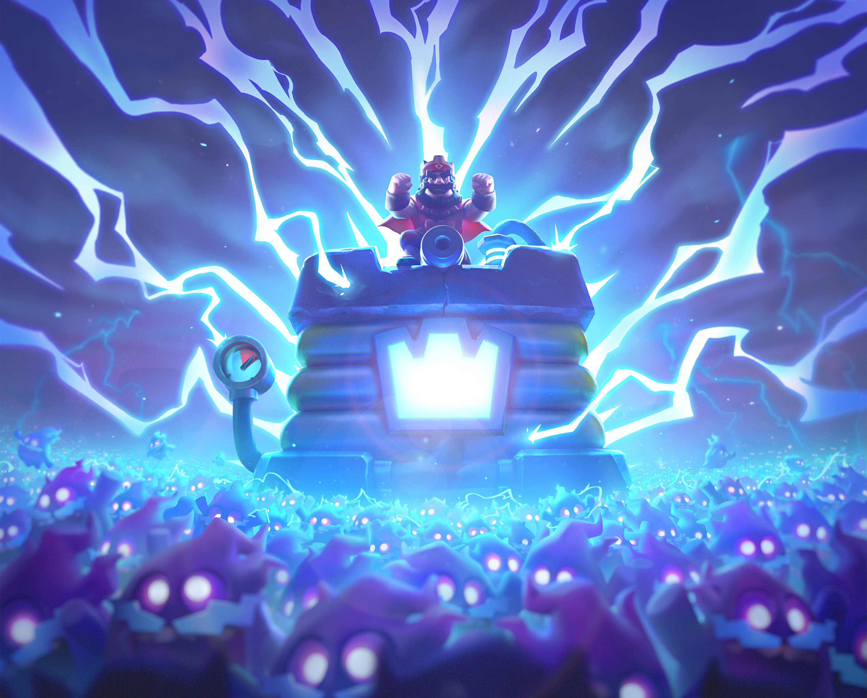 Clash Royale, purple monsters, glowing throne, 2K Desktop Wallpaper