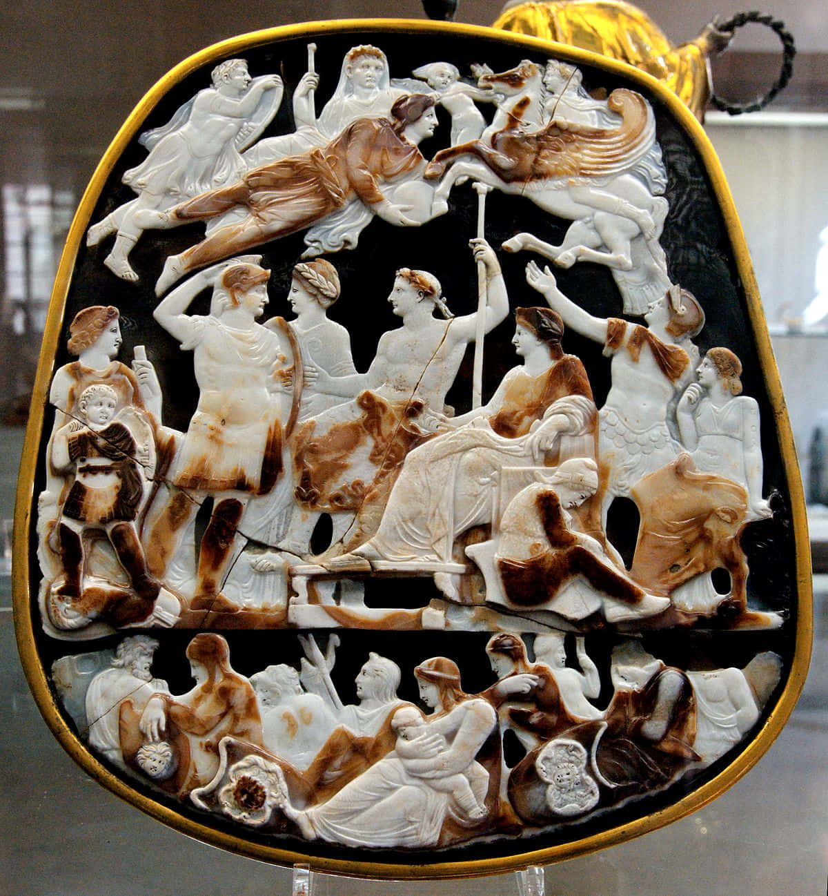 ancient cameo artwork, mythological scenes, white and brown tones, HD Phone Wallpaper