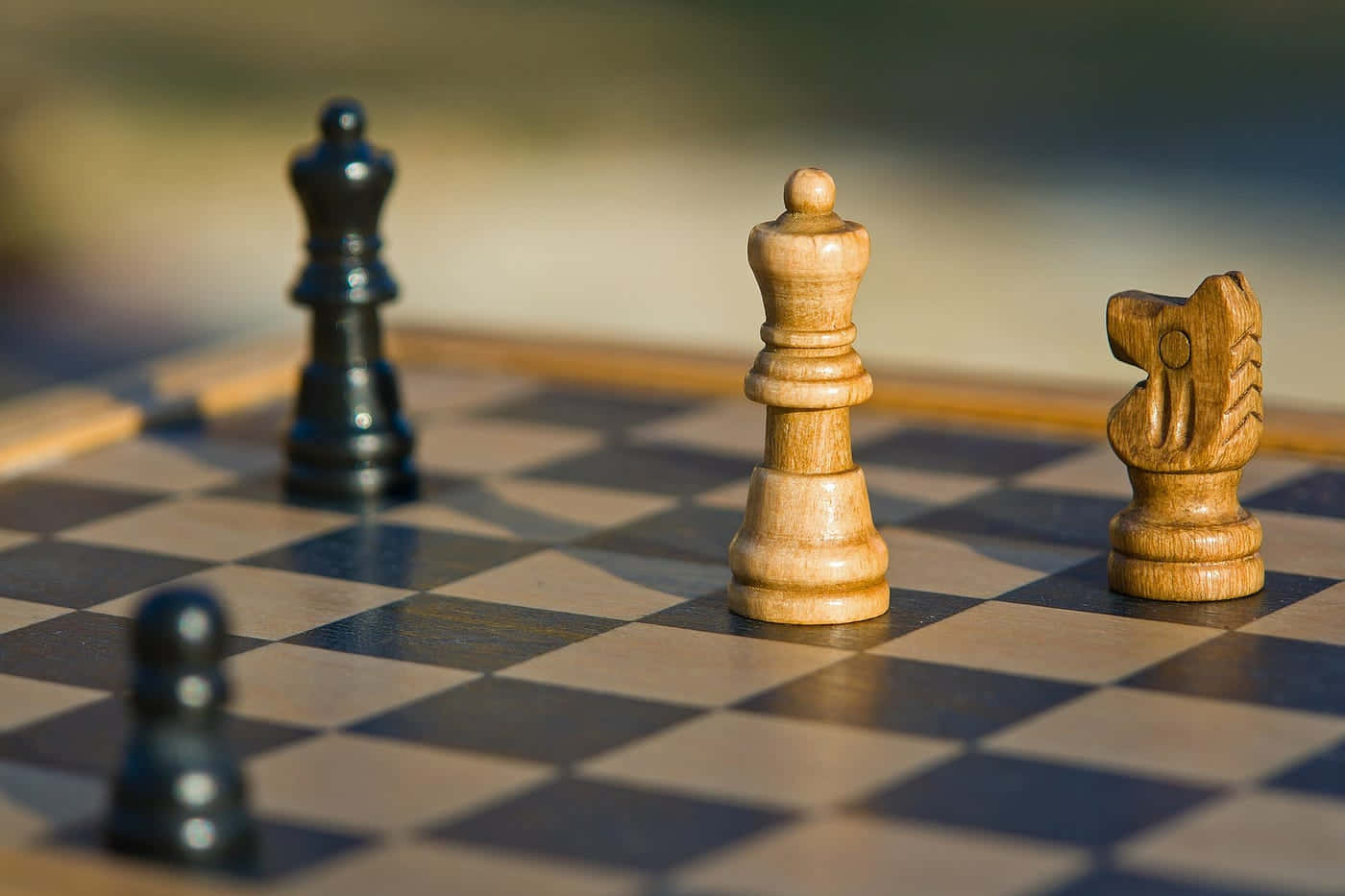 Chessboard, Wooden chess pieces, Checkered board, HD Desktop Wallpaper