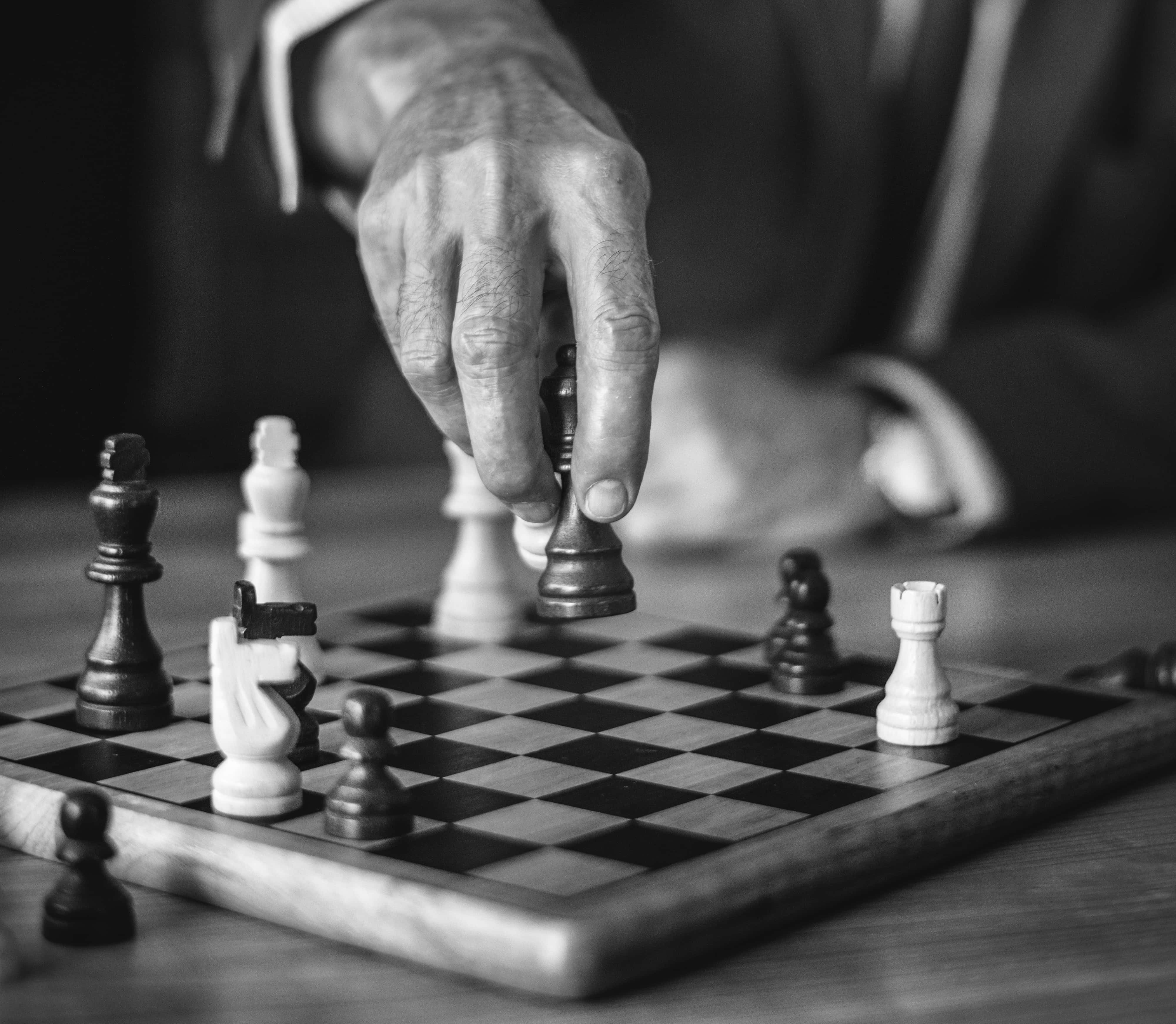 black and white chess, wooden board, chess piece, 4K Desktop Wallpaper