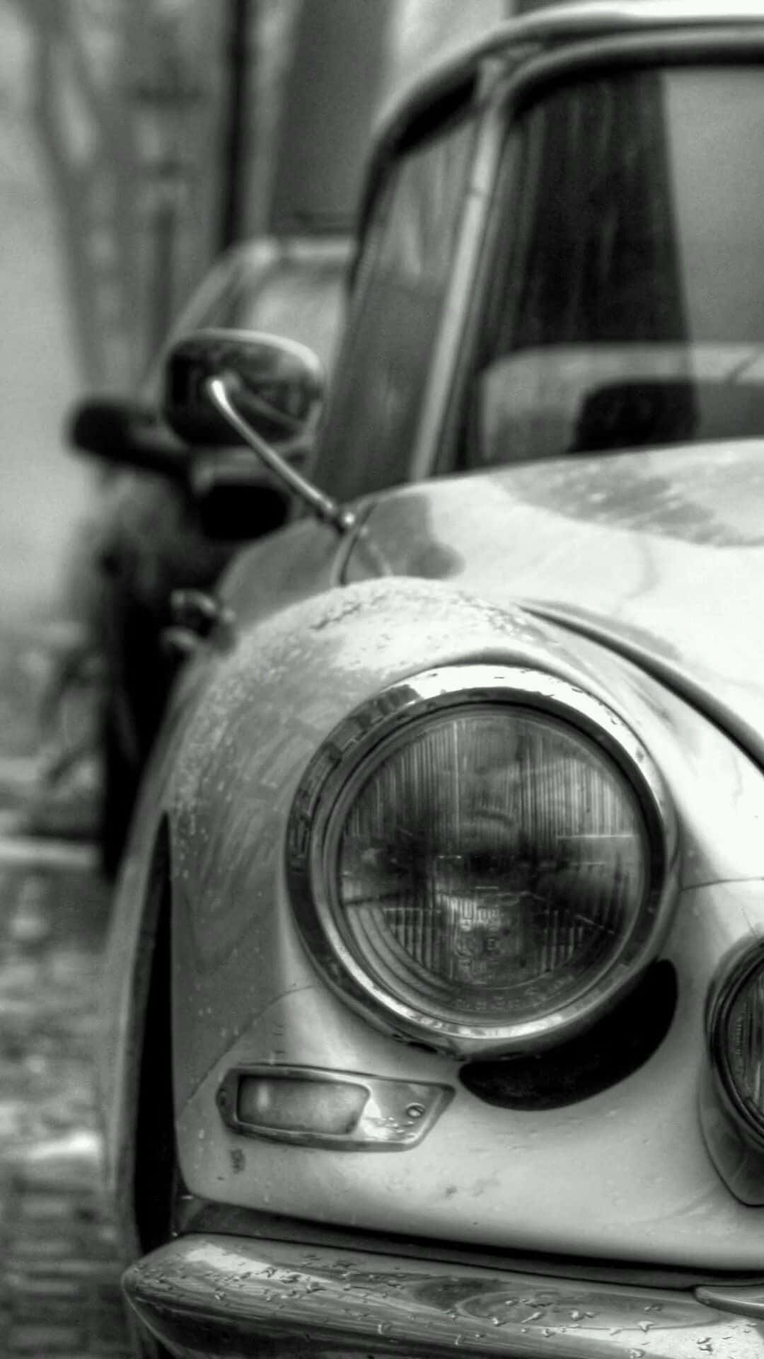 vintage car, round headlights, weathered front end, Full HD Phone Wallpaper