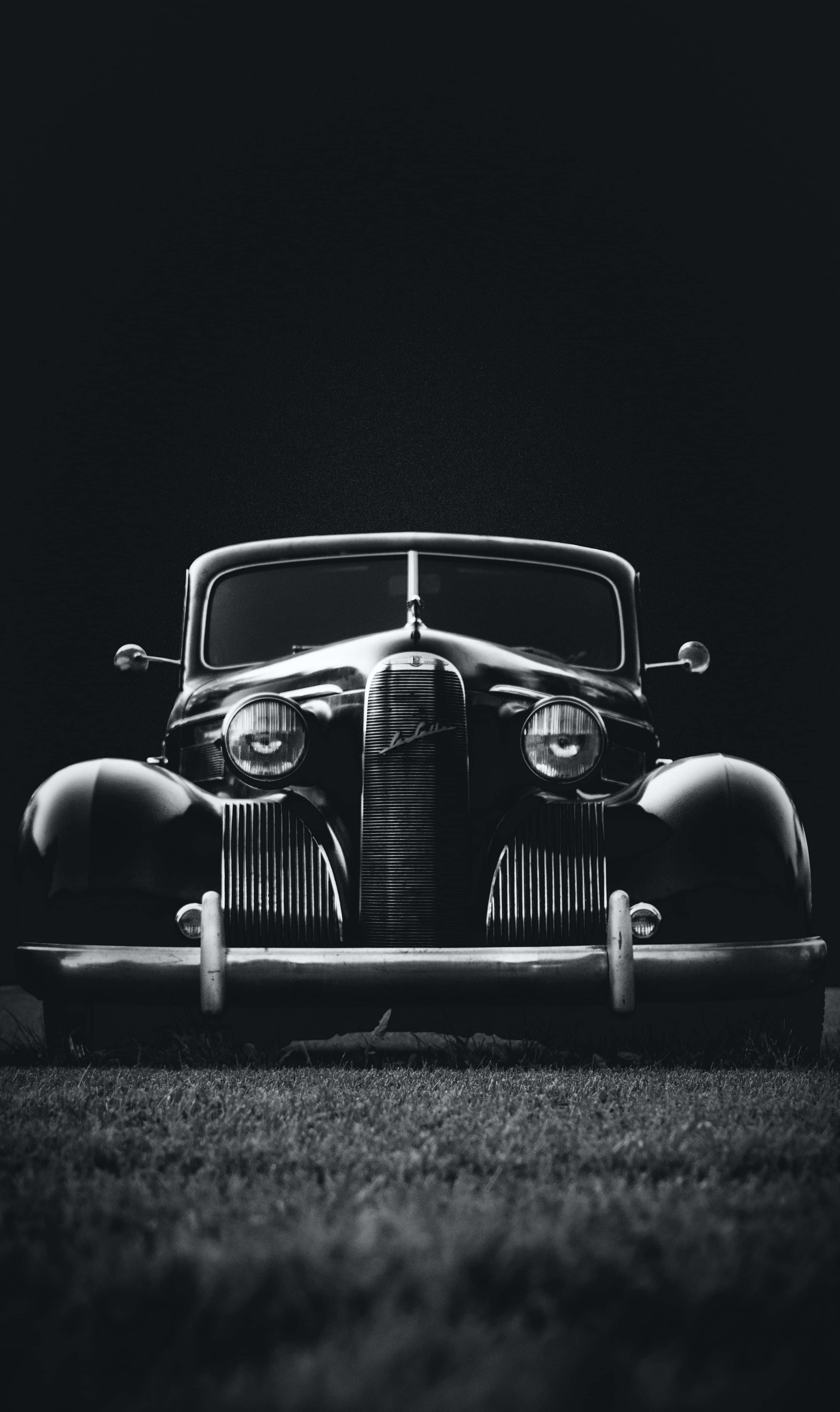 vintage car, front grille, headlights, 5K Phone Wallpaper