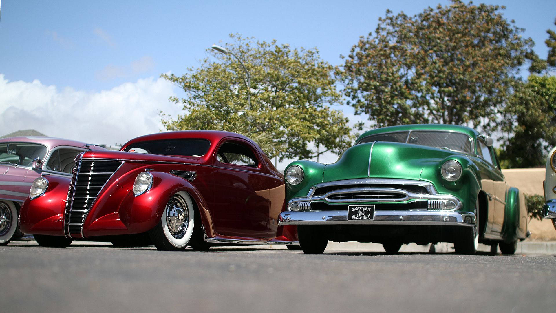 1937 Lincoln Zephyr, vintage cars, bold red, Full HD Desktop Wallpaper