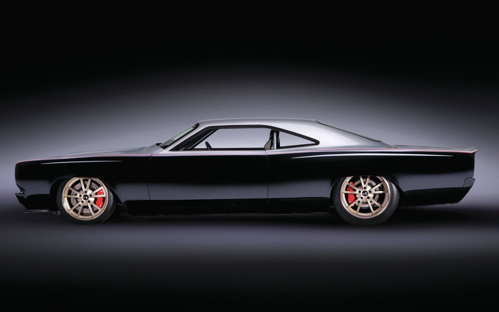 1968 Plymouth Road Runner, black, gold wheels, HD Desktop Wallpaper