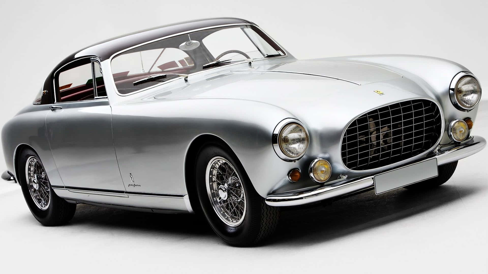 Classic Ferrari, silver, chrome accents, Full HD Desktop Wallpaper