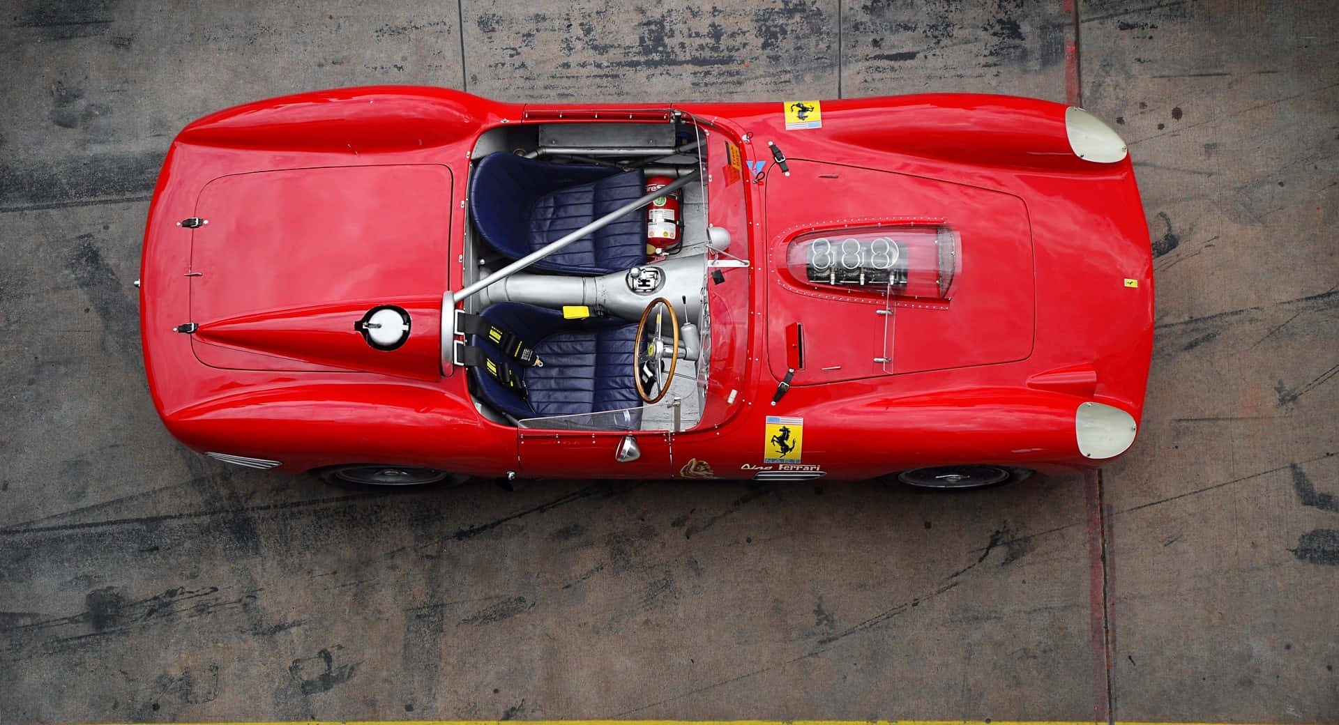 Classic Ferrari, vibrant red, open cockpit, Full HD Desktop Wallpaper