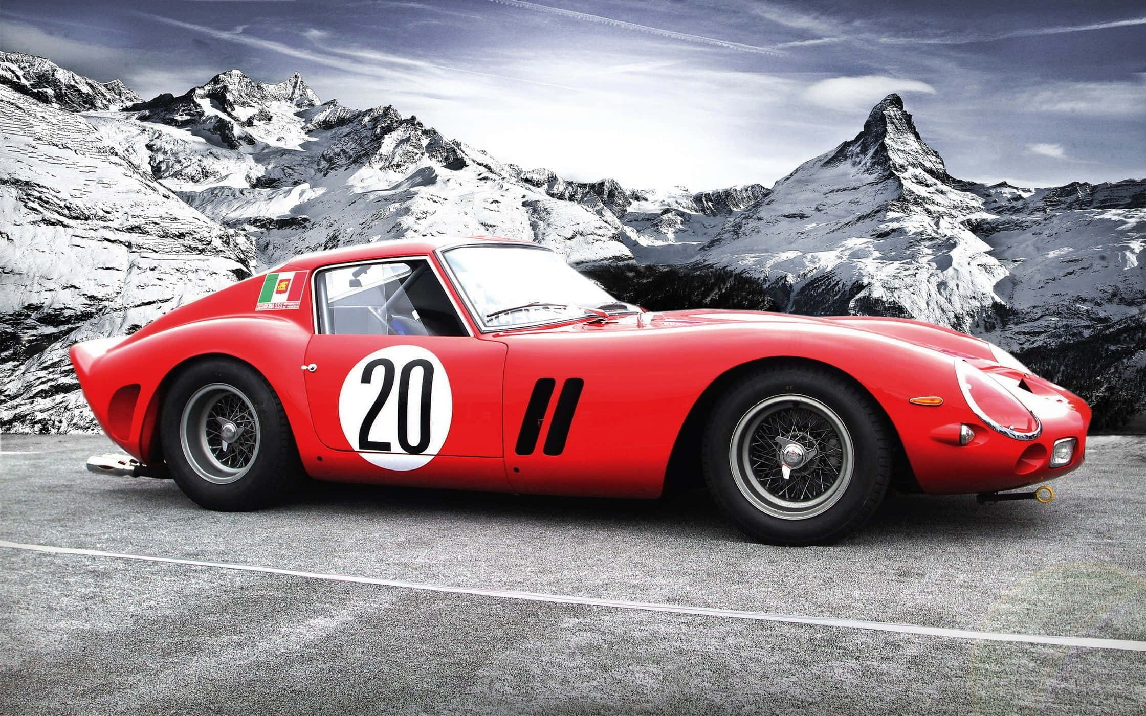 Red classic Ferrari, vintage race car, number 20, Full HD Desktop Wallpaper