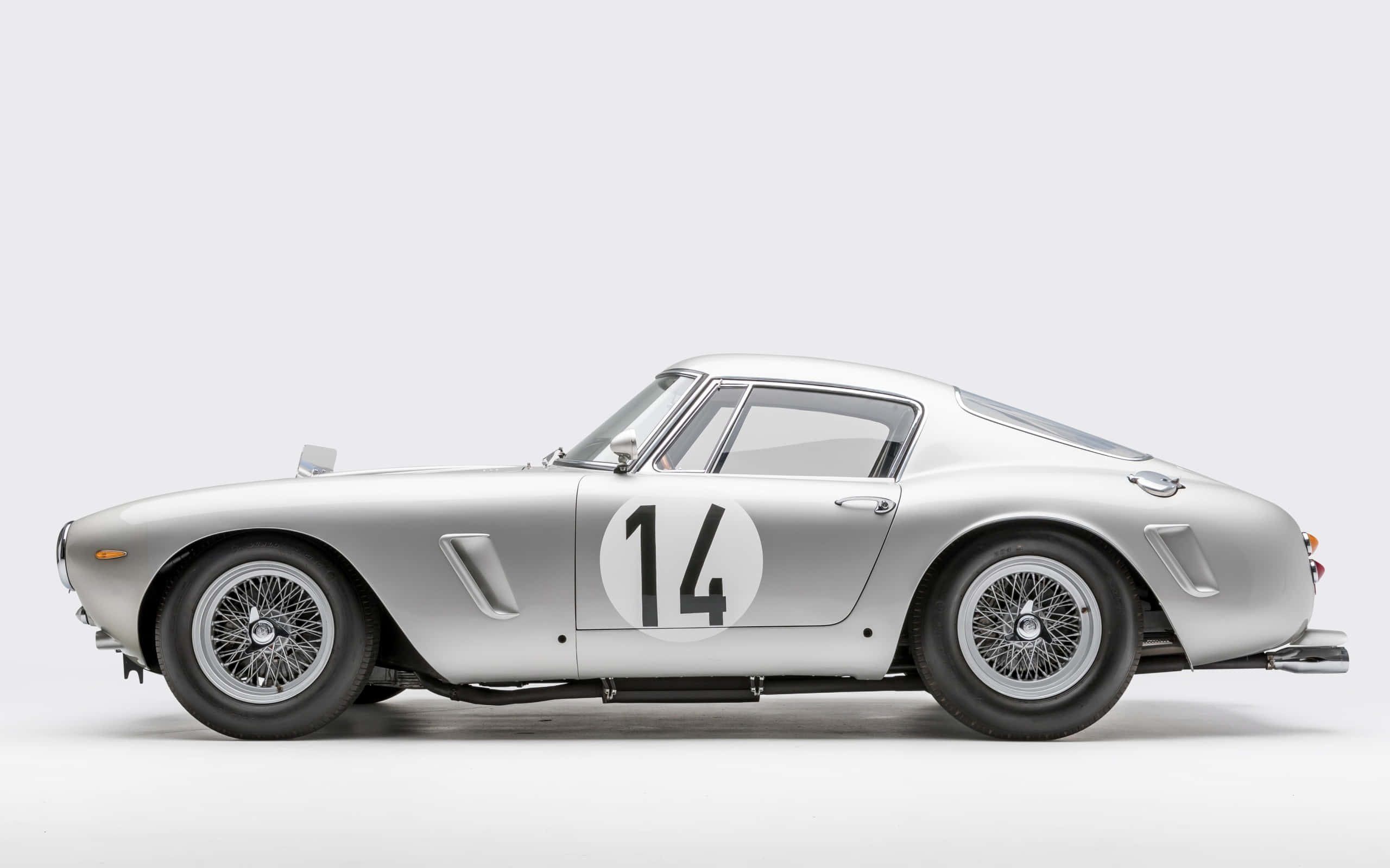 Classic Ferrari, silver, vintage race car, 2K Desktop Wallpaper
