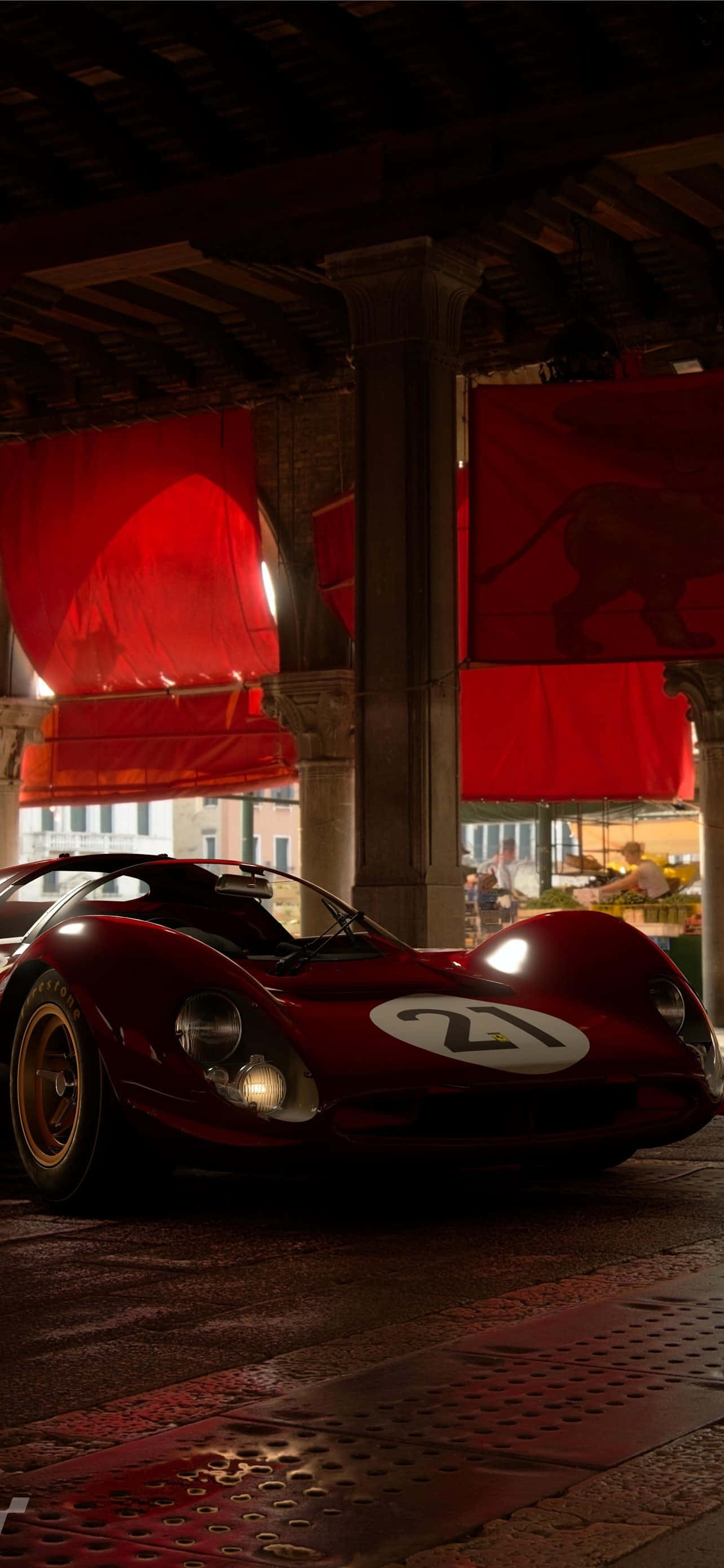 Classic Ferrari, red vintage race car, number 21, 2K Phone Wallpaper