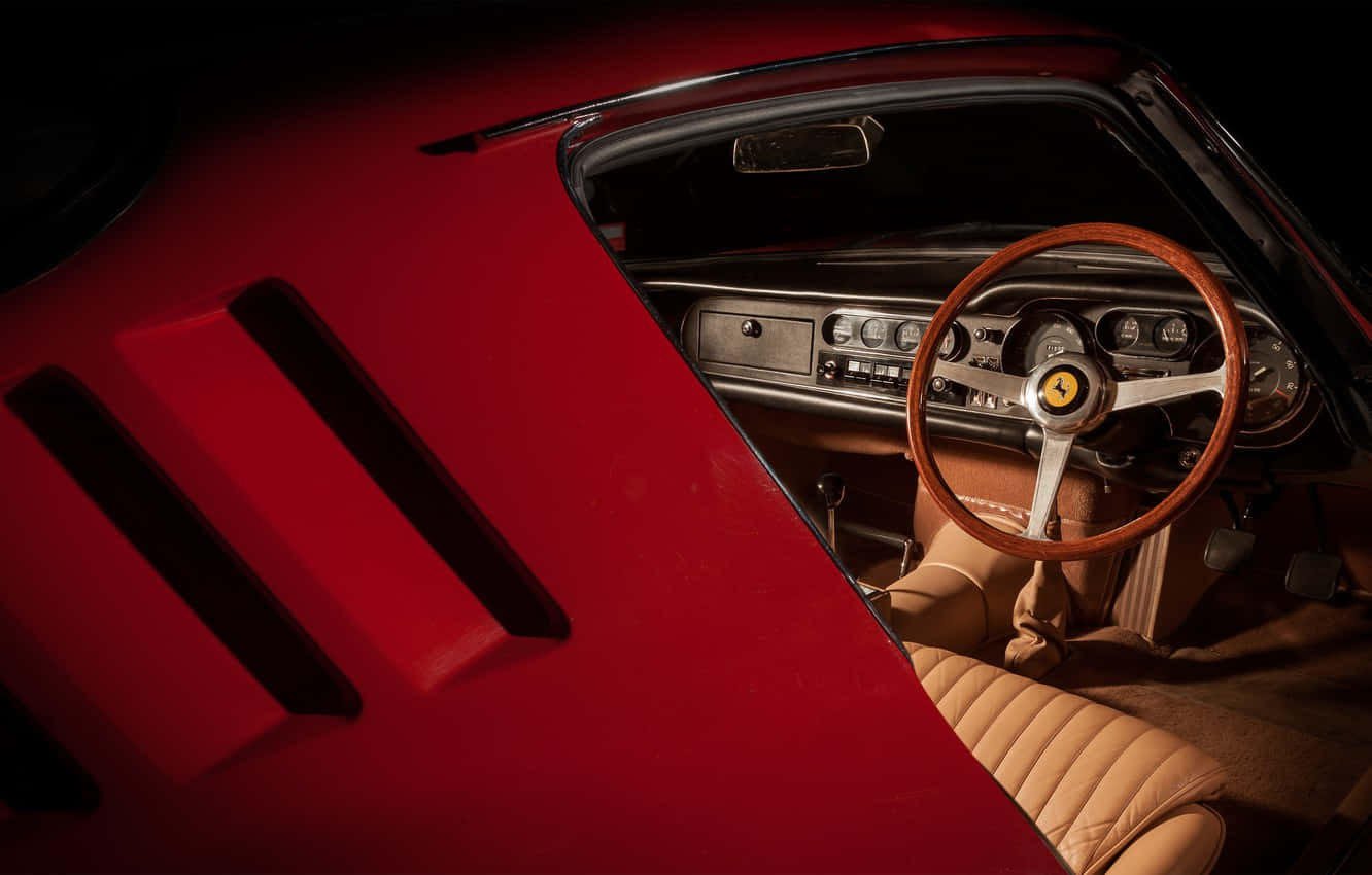 Classic Ferrari, red exterior, tan leather interior, HD Desktop Wallpaper