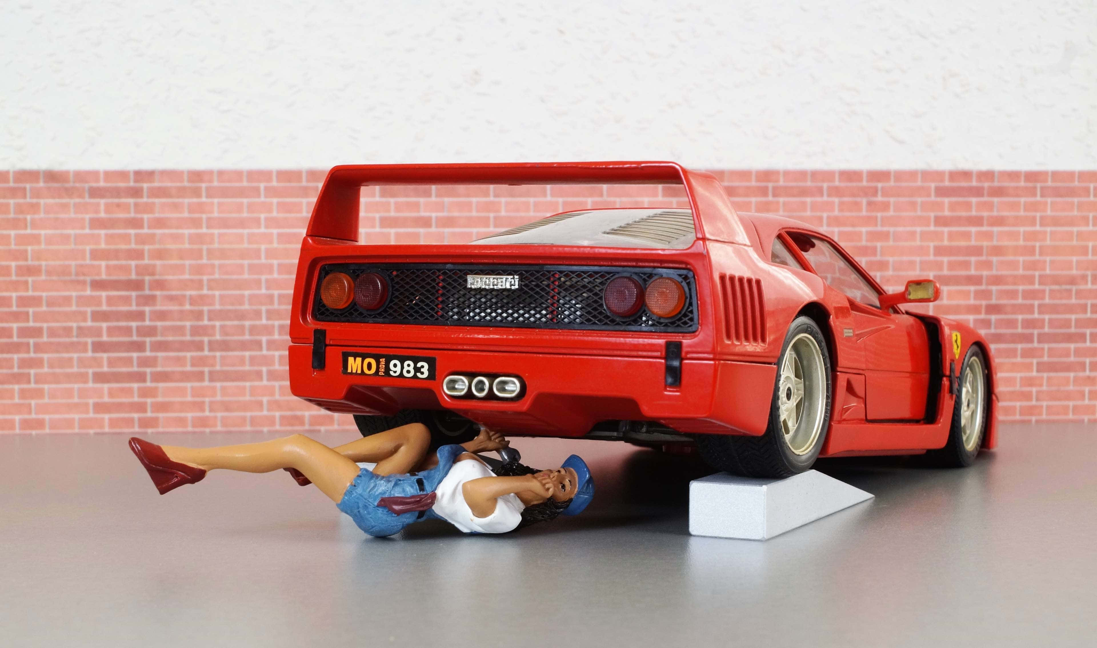 red Ferrari, Ferrari model toy, doll figure, 4K Desktop Wallpaper