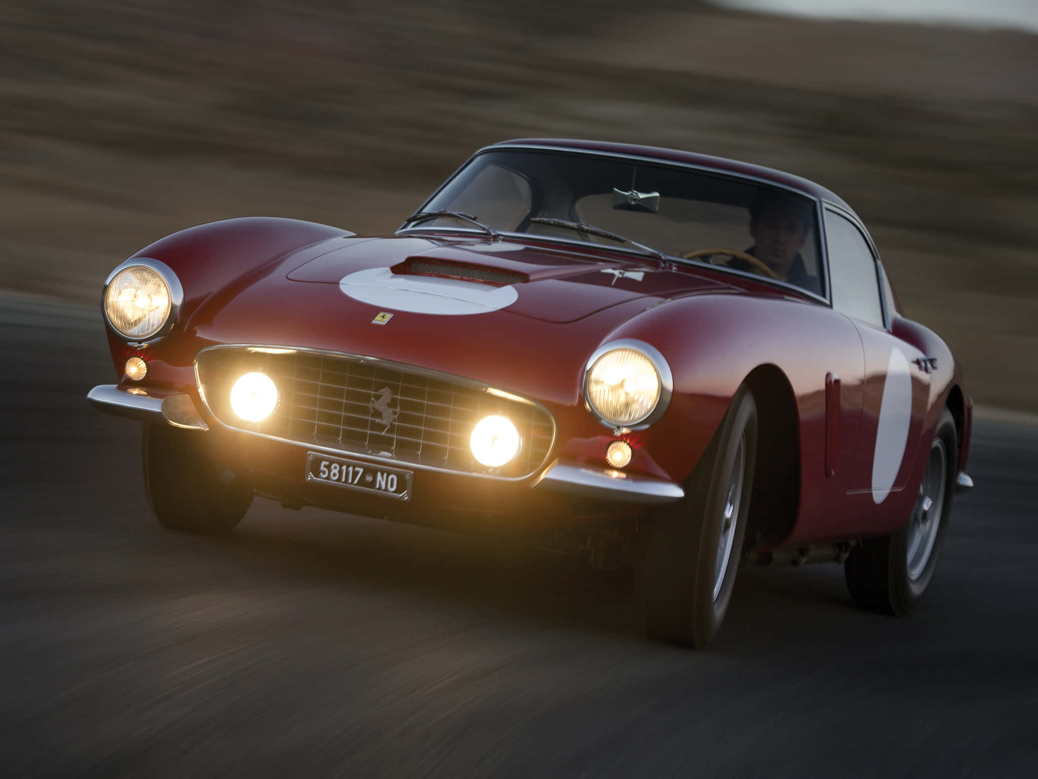 Classic Ferrari, red Ferrari, glowing headlights, Full HD Desktop Wallpaper