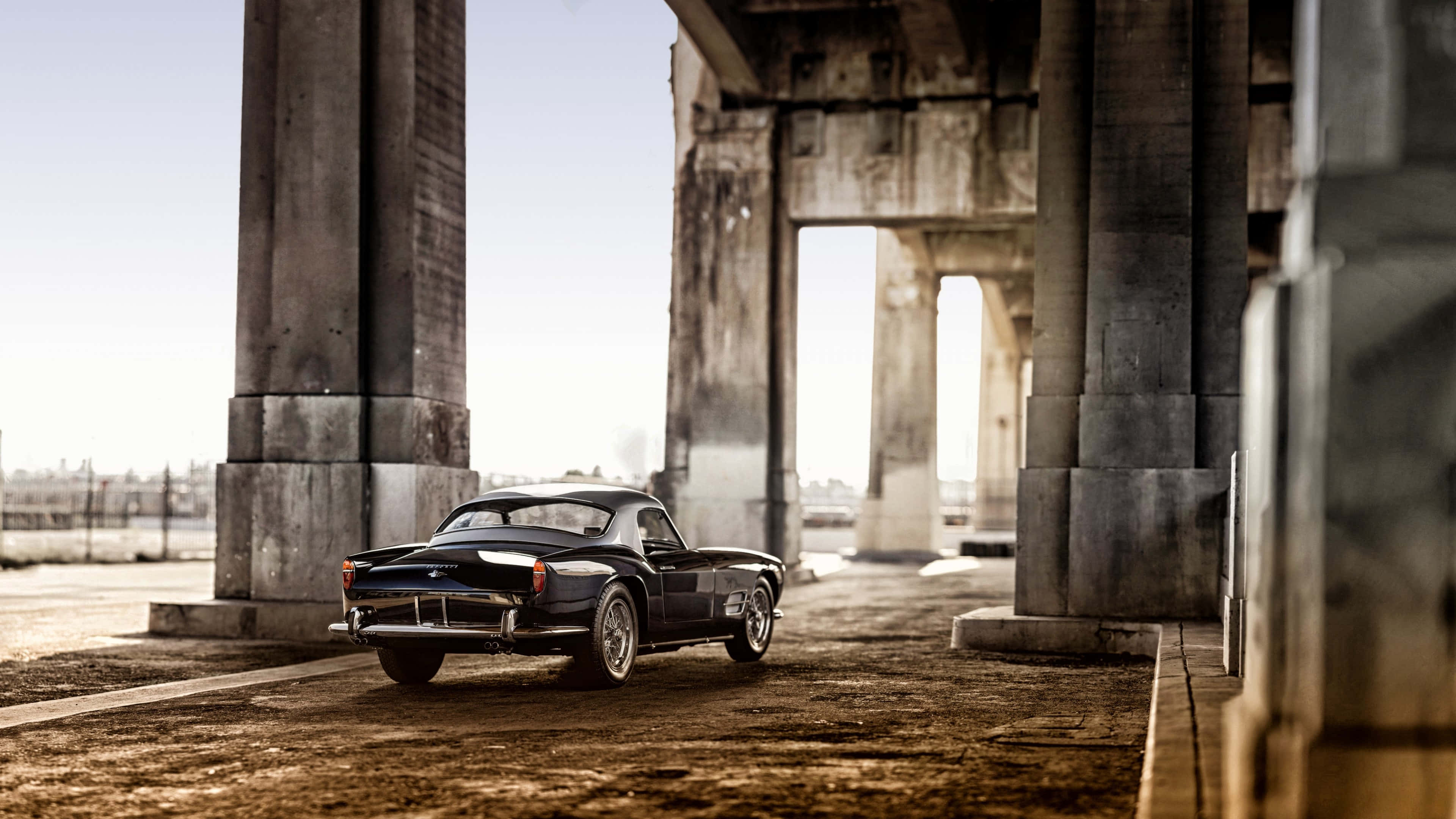 Classic Ferrari, black, vintage sports car, 4K Desktop Wallpaper