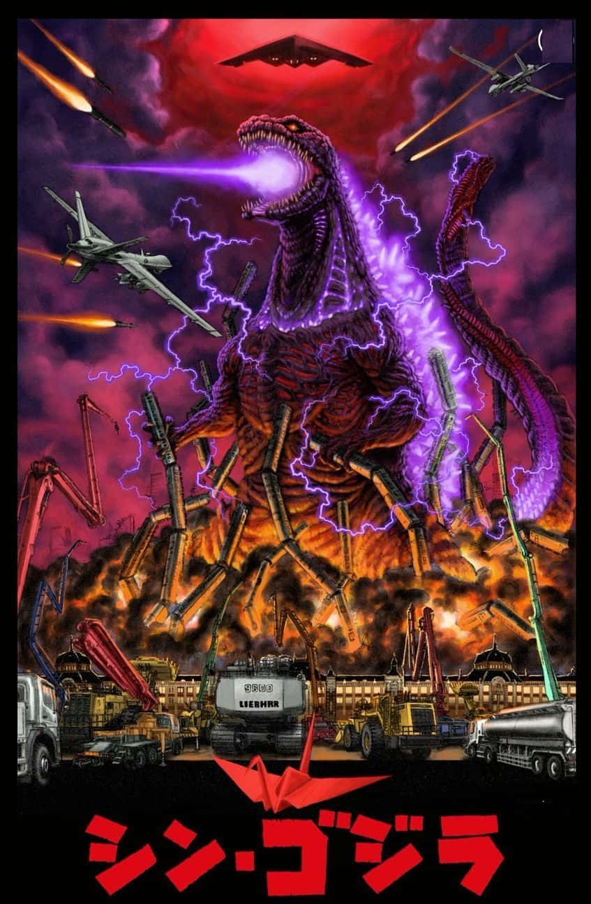 Classic Godzilla, purple lightning, beam, HD Phone Wallpaper