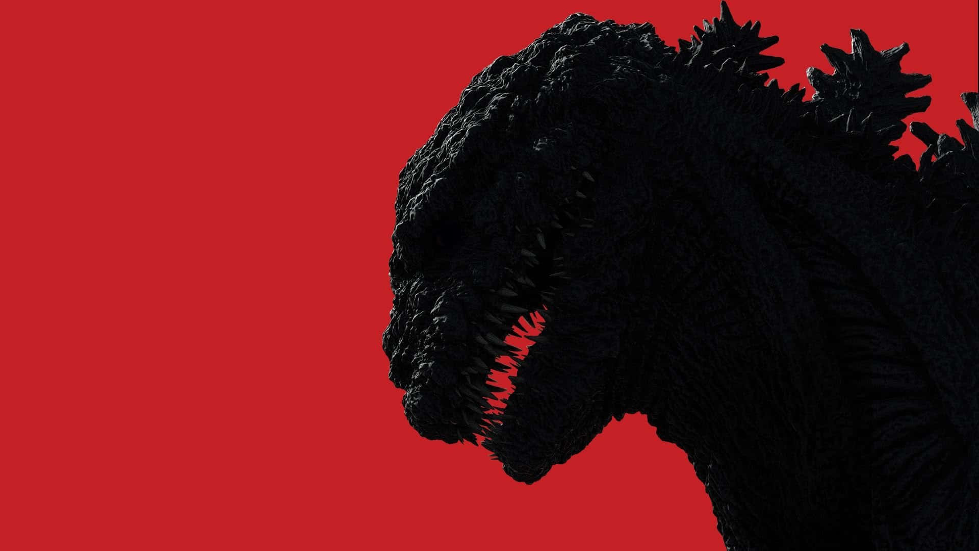 Classic Godzilla, black Godzilla silhouette, spiked back, Full HD Desktop Wallpaper