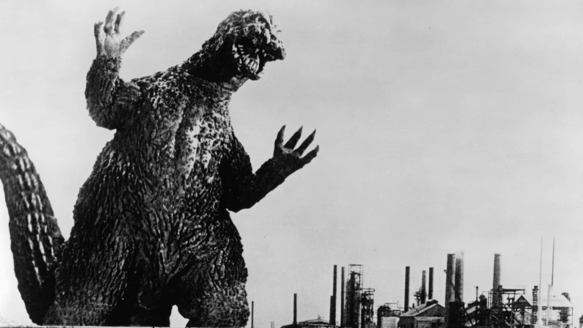 Classic Godzilla, 1920 x 1080, industrial cityscape, Full HD Desktop Wallpaper