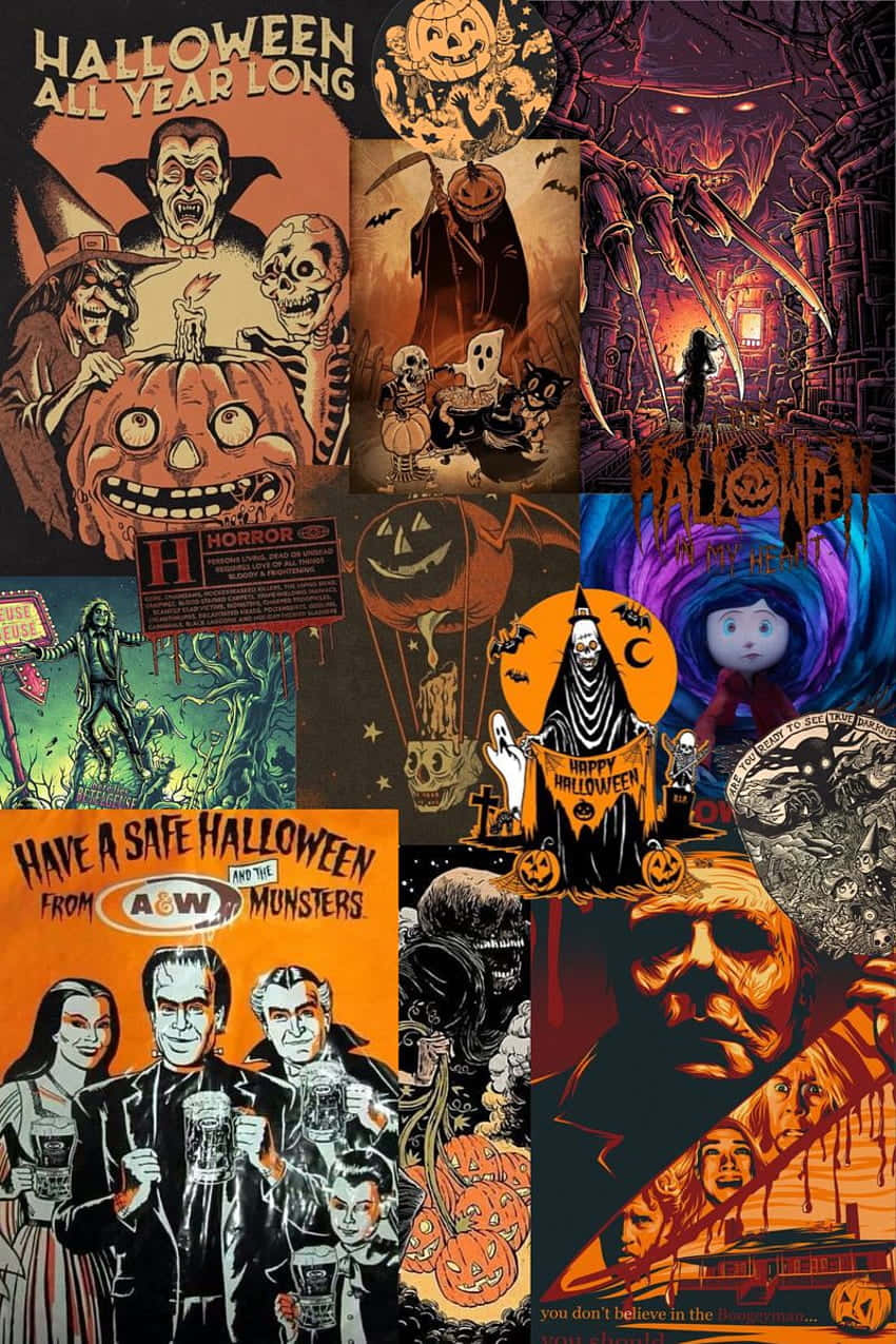Classic Halloween, pumpkins, ghosts, SD Phone Wallpaper