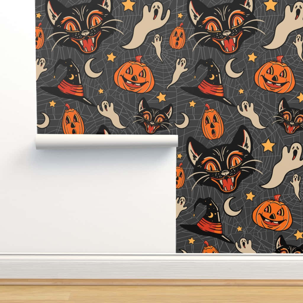 Halloween, black cats, pumpkins, SD Desktop Wallpaper