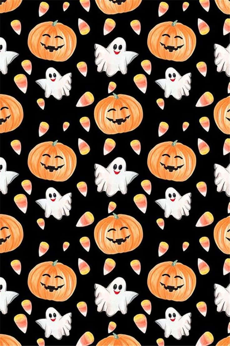 Halloween Pattern, pumpkins, ghosts, SD Phone Wallpaper
