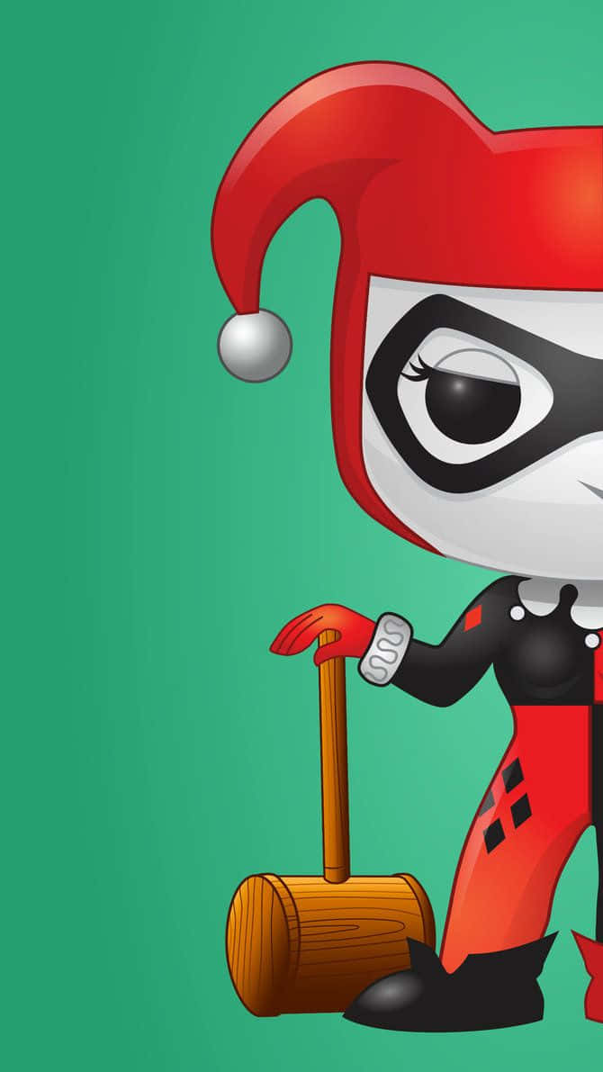 Harley Quinn, signature hammer, jester outfit, SD Phone Wallpaper