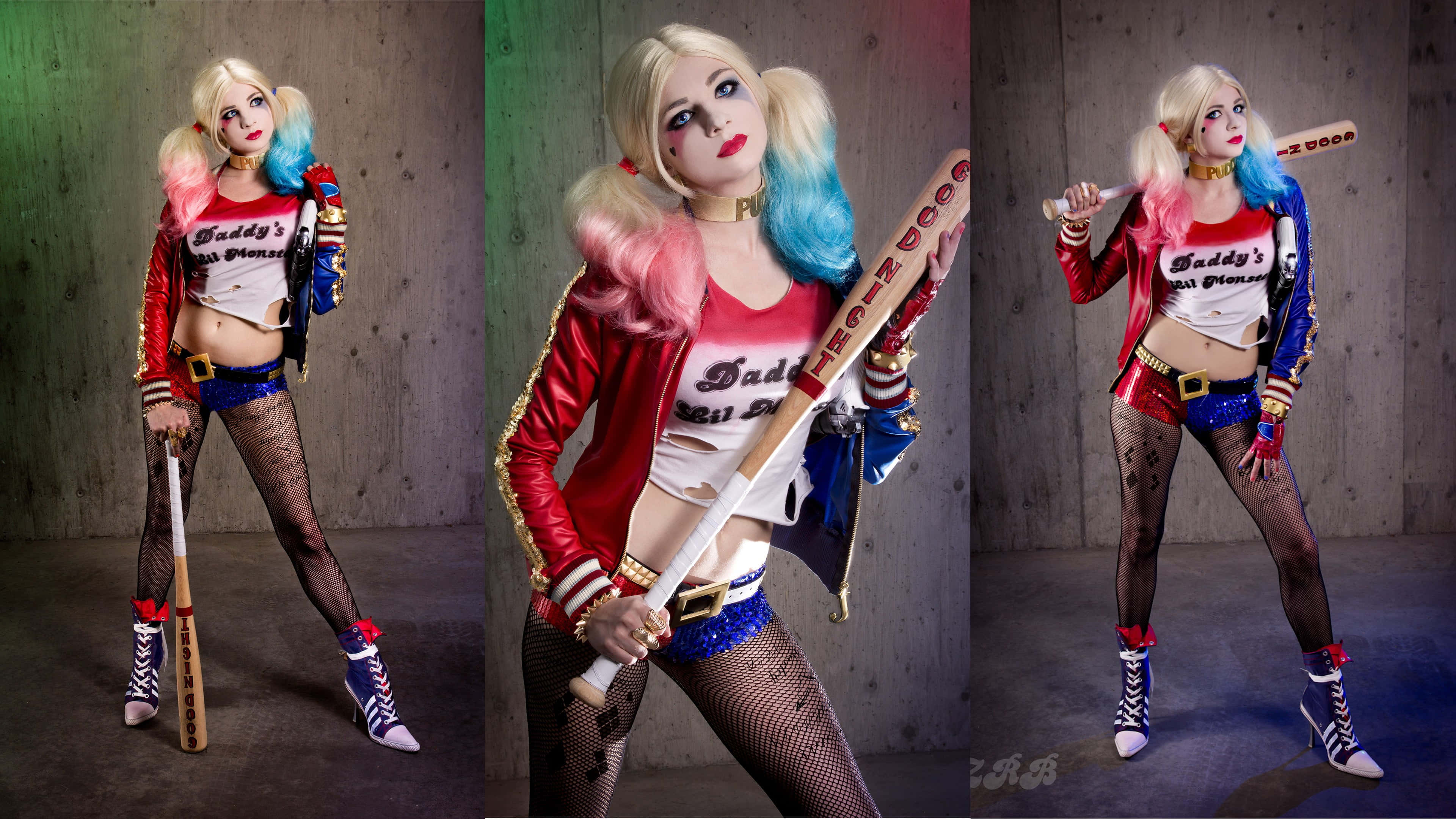 Harley Quinn, cosplay, baseball bat, 4K Desktop Wallpaper