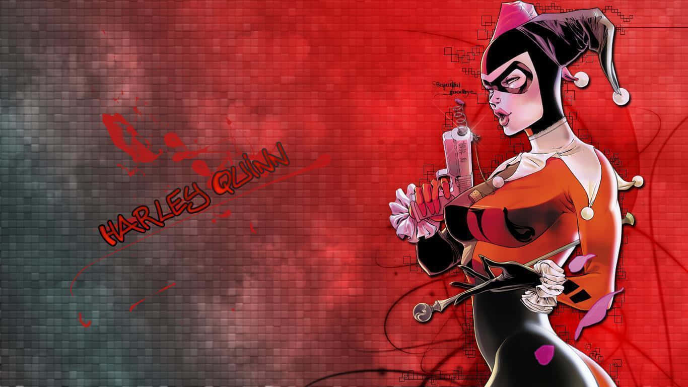 Classic Harley Quinn, animated style, jester outfit, HD Desktop Wallpaper