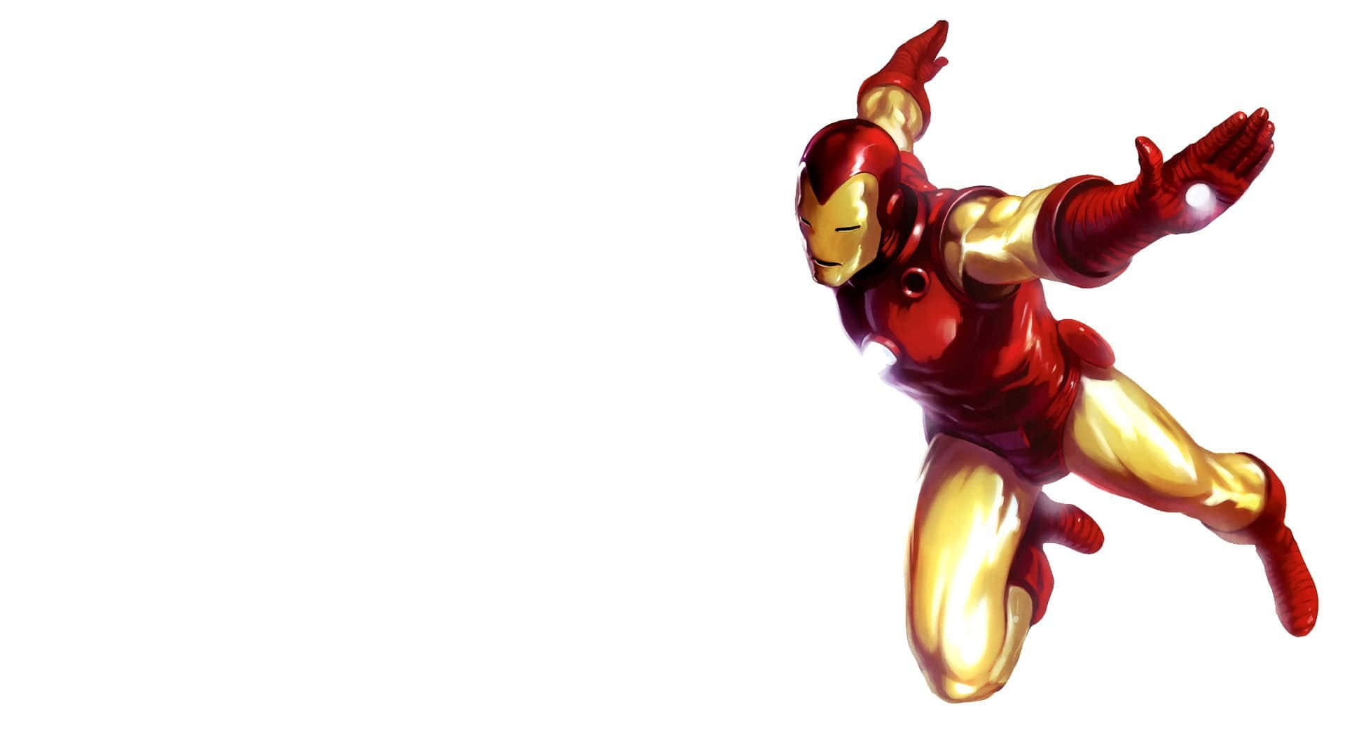 Classic Iron Man, red and gold armor, glowing repulsors, Full HD Desktop Wallpaper
