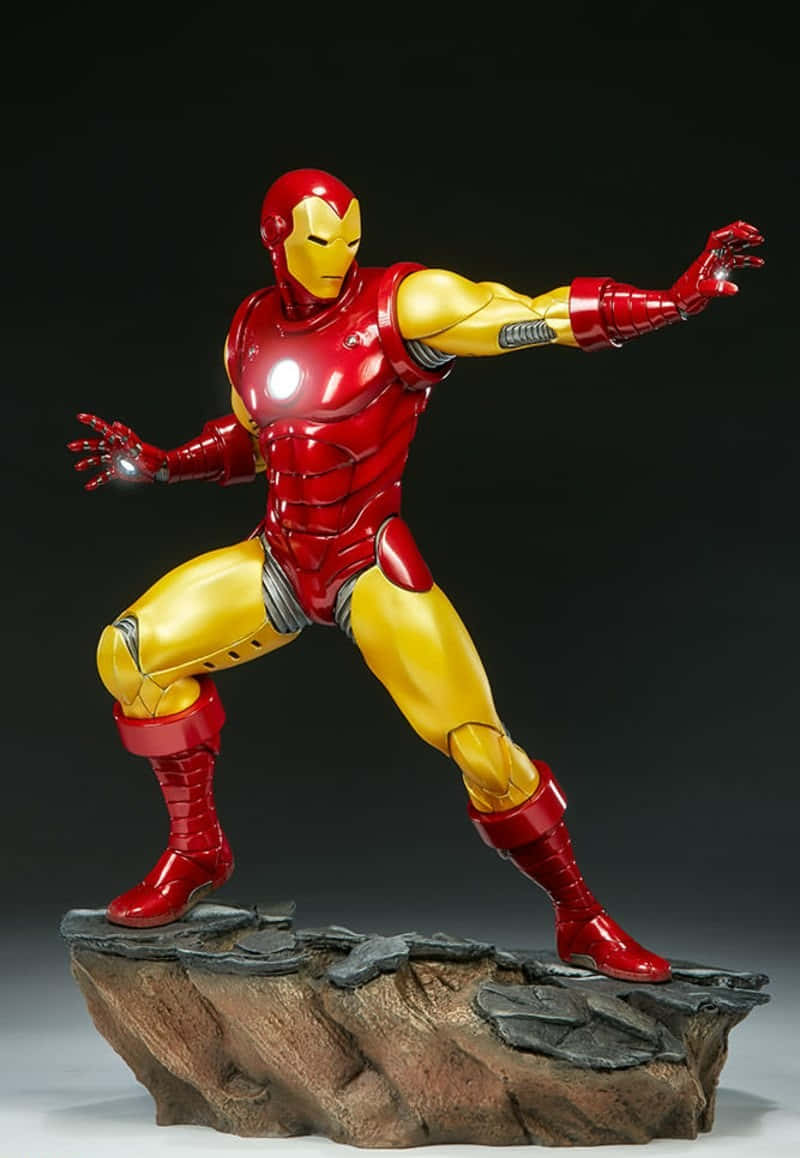 Classic Iron Man, glossy red and gold, dynamic pose, SD Phone Wallpaper