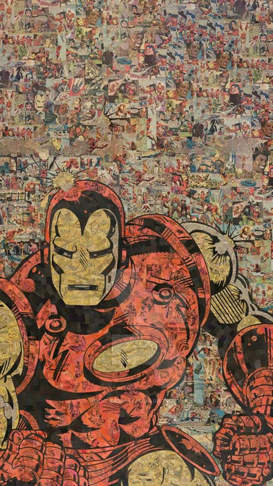 Classic Iron Man, red and gold suit, comic book panels, SD Phone Wallpaper