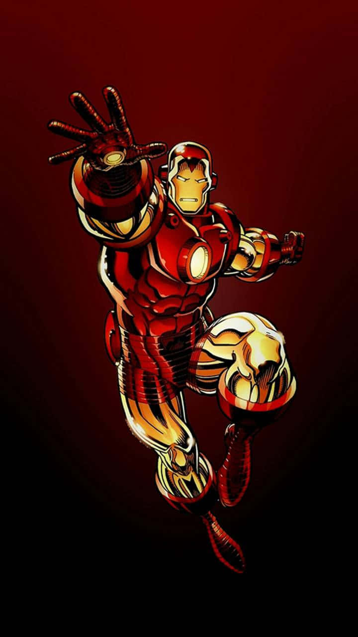 Classic Iron Man, red and gold armor, deep red gradient background, HD Phone Wallpaper