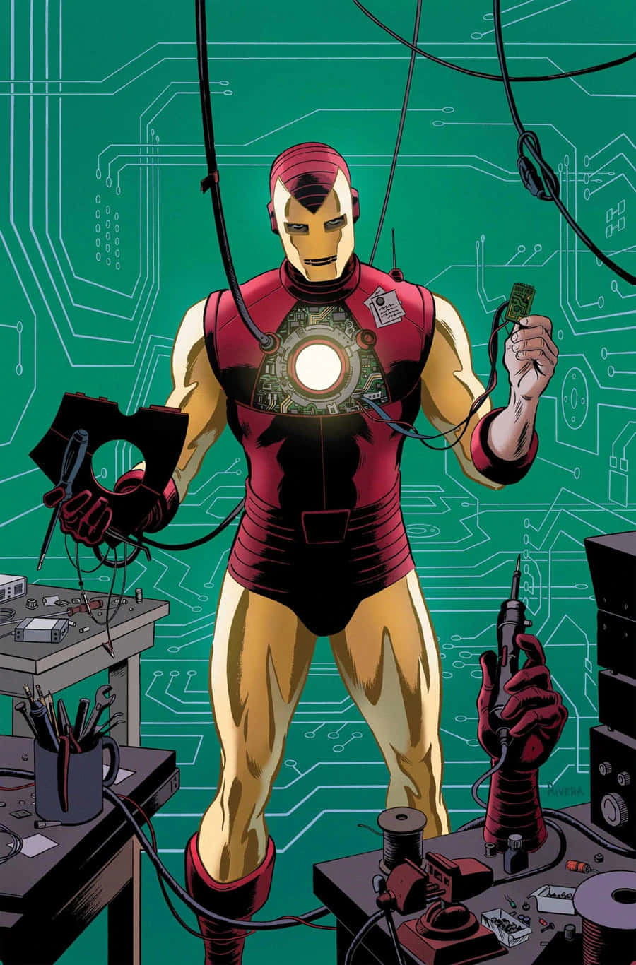 Classic Iron Man, Iron Man Classic Suit, tech lab, HD Phone Wallpaper
