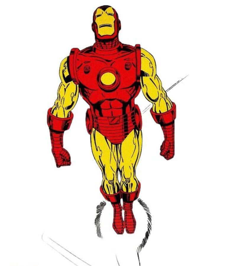 Classic Iron Man, red and gold armor, comic book style, SD Phone Wallpaper