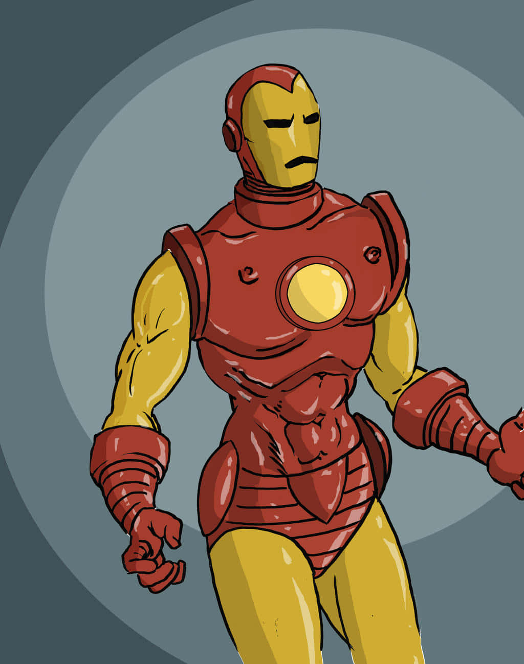 Classic Iron Man, Iron Man, gradient gray background, HD Phone Wallpaper