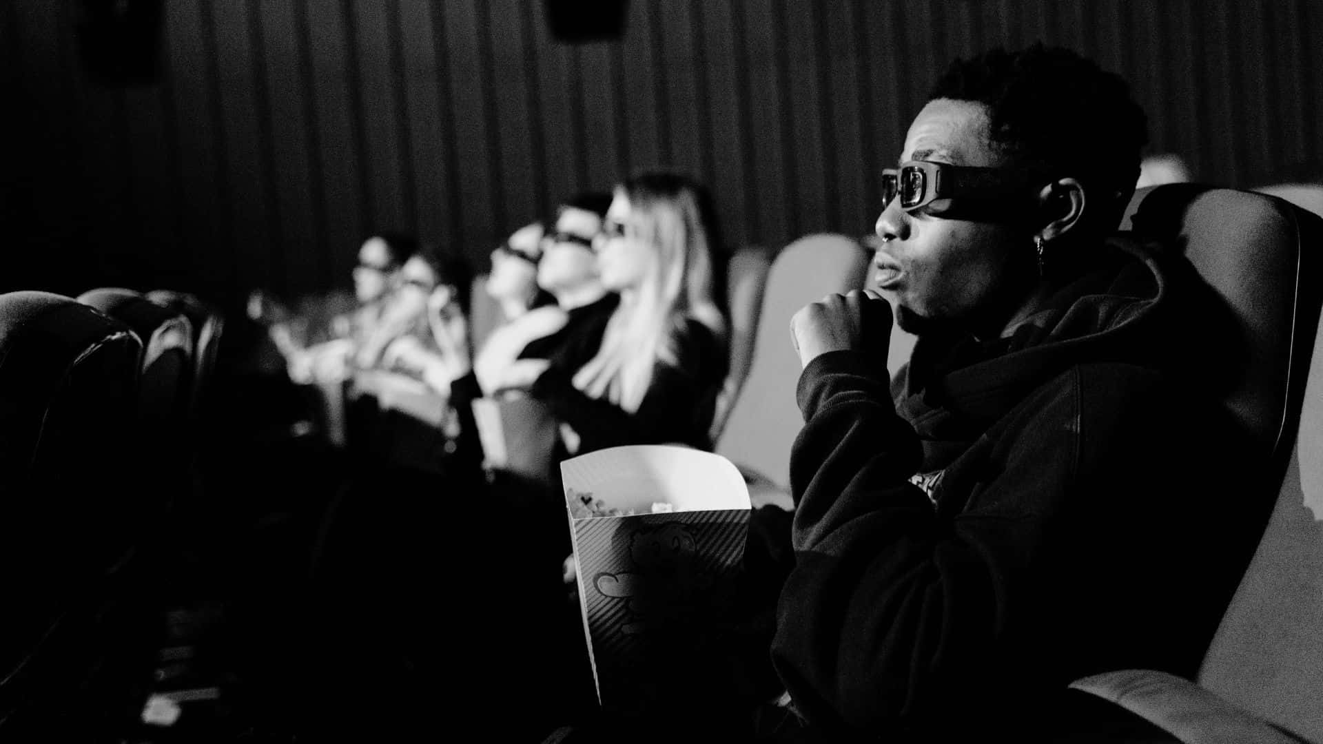 black and white, movie theater, 3D glasses, Full HD Desktop Wallpaper