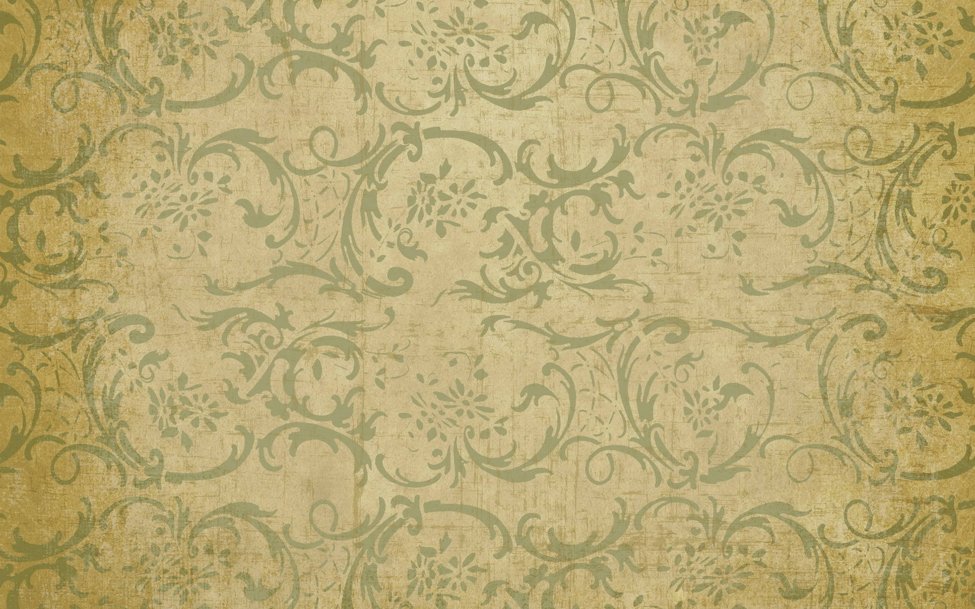 Classic Green Ornamental Patterns, olive green, floral swirls, Full HD Desktop Wallpaper