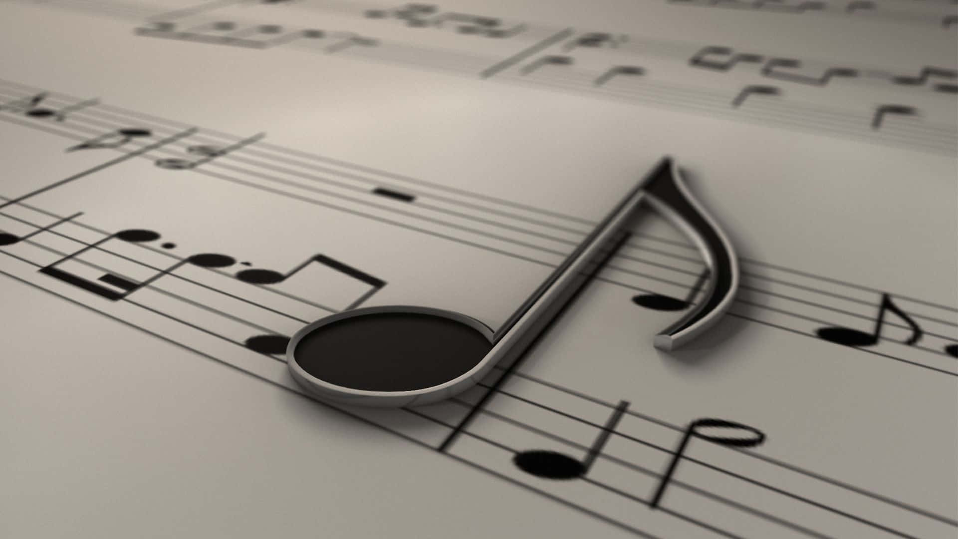 metallic treble clef, sheet music, soft shadows, Full HD Desktop Wallpaper
