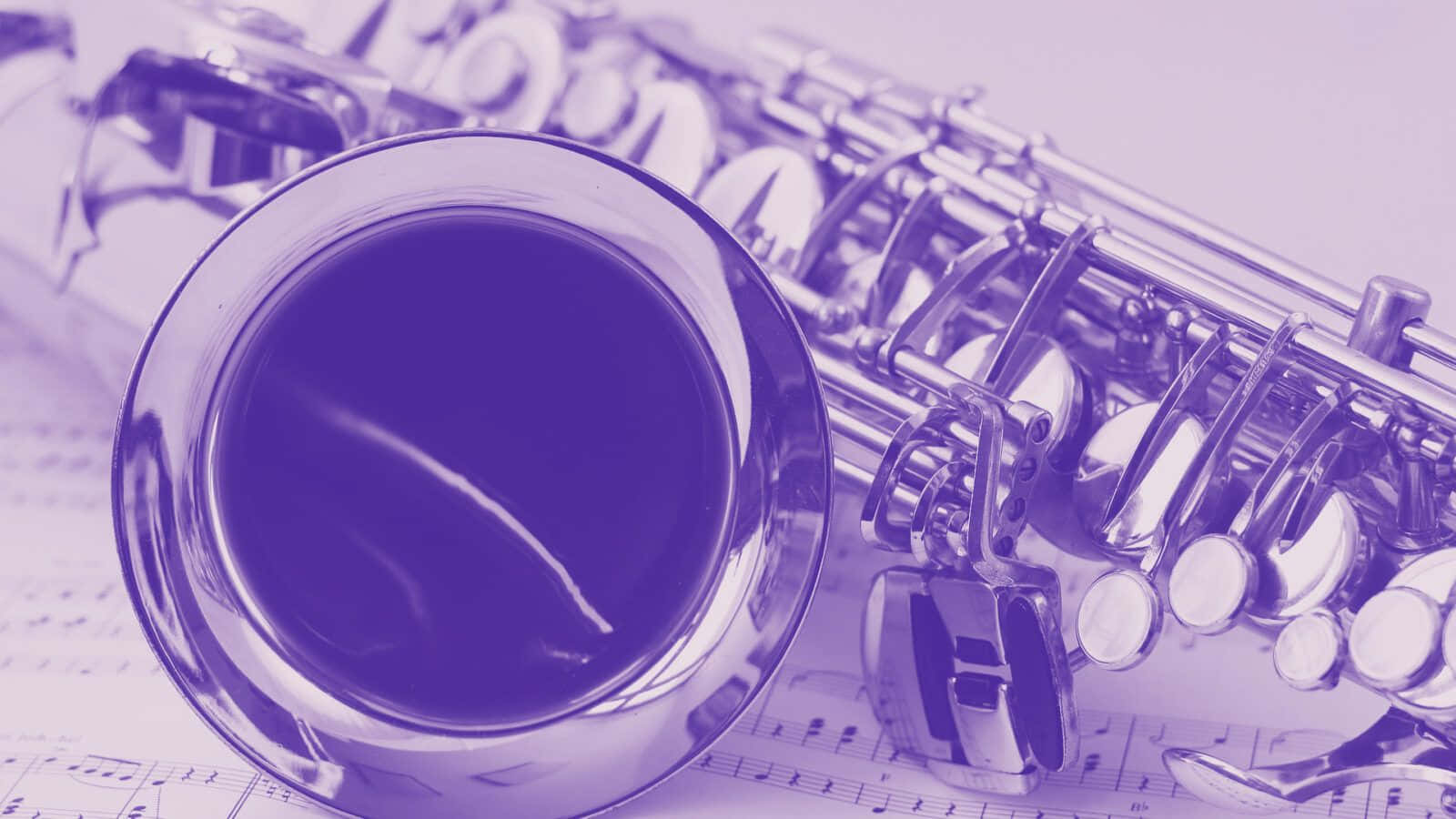 shiny saxophone, sheet music, purple tint, HD Desktop Wallpaper