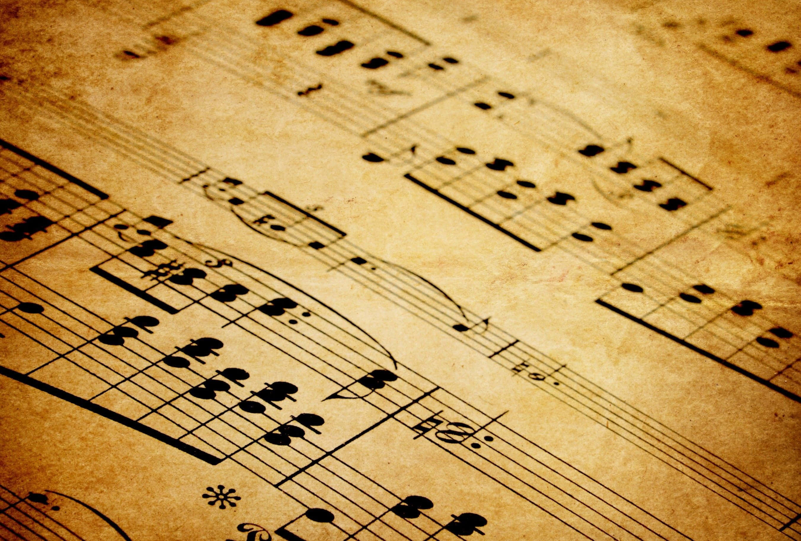 Classical Music, vintage sheet music, black notes, 2K Desktop Wallpaper