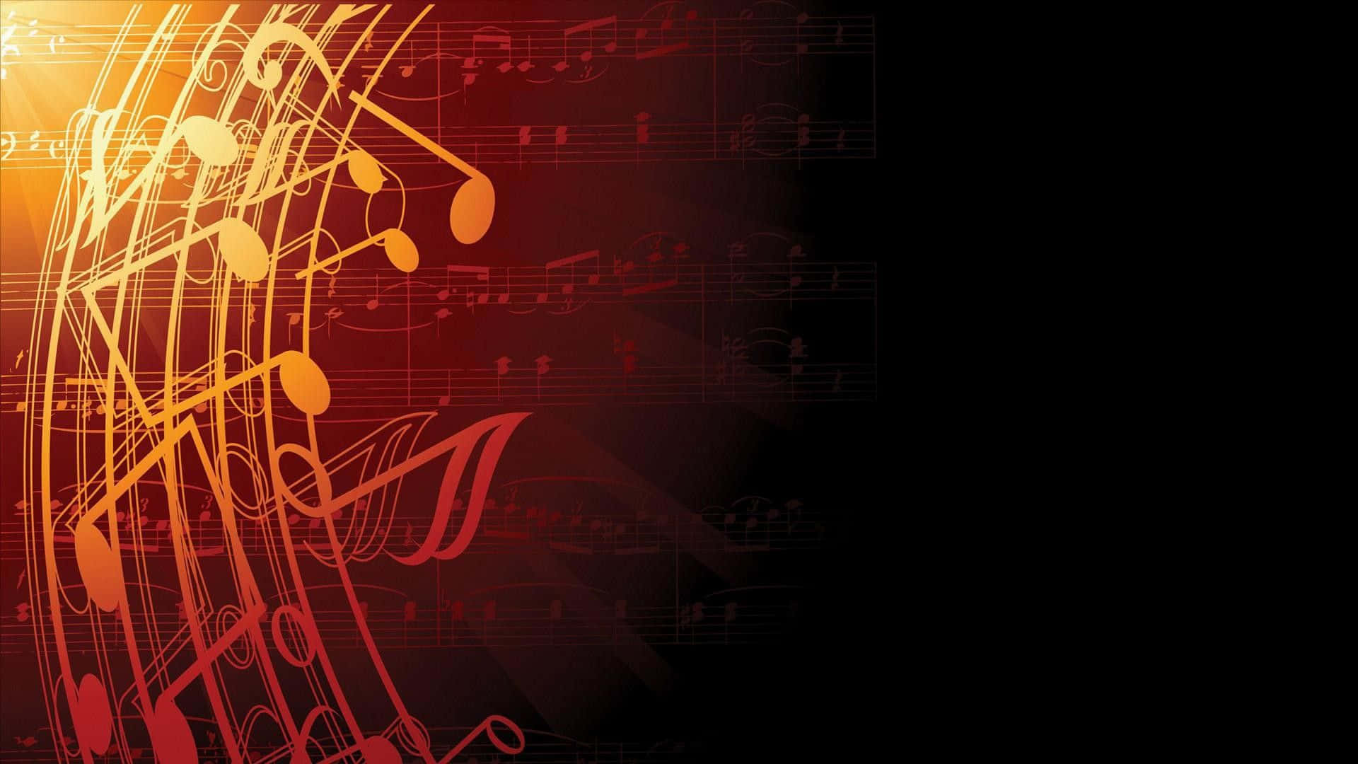 classical music, symphony of strings, vibrant orange and red musical notes, Full HD Desktop Wallpaper