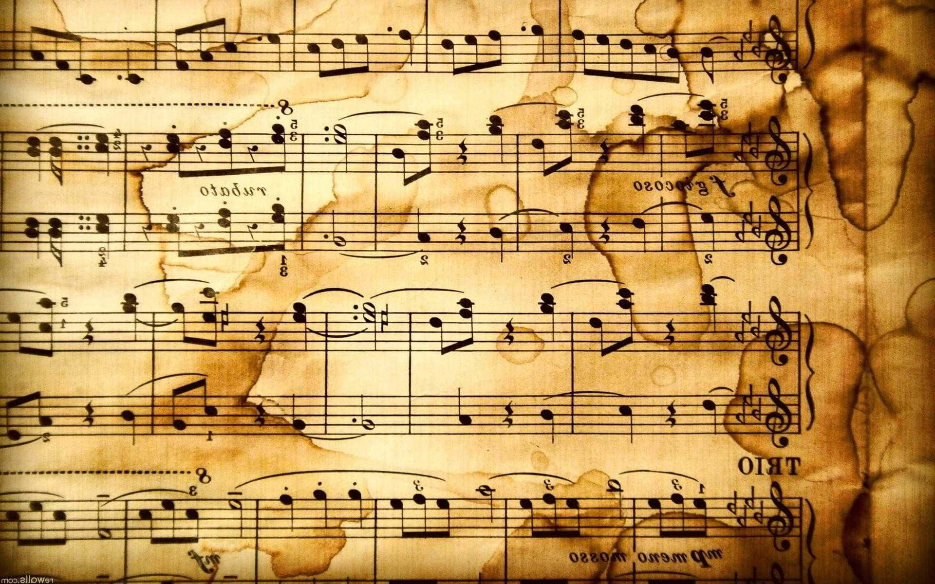classical music, vintage sheet music, faded ink, Full HD Desktop Wallpaper