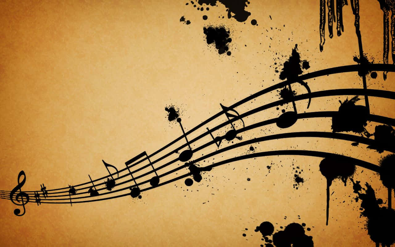 classical music, black musical notes, staff, HD Desktop Wallpaper