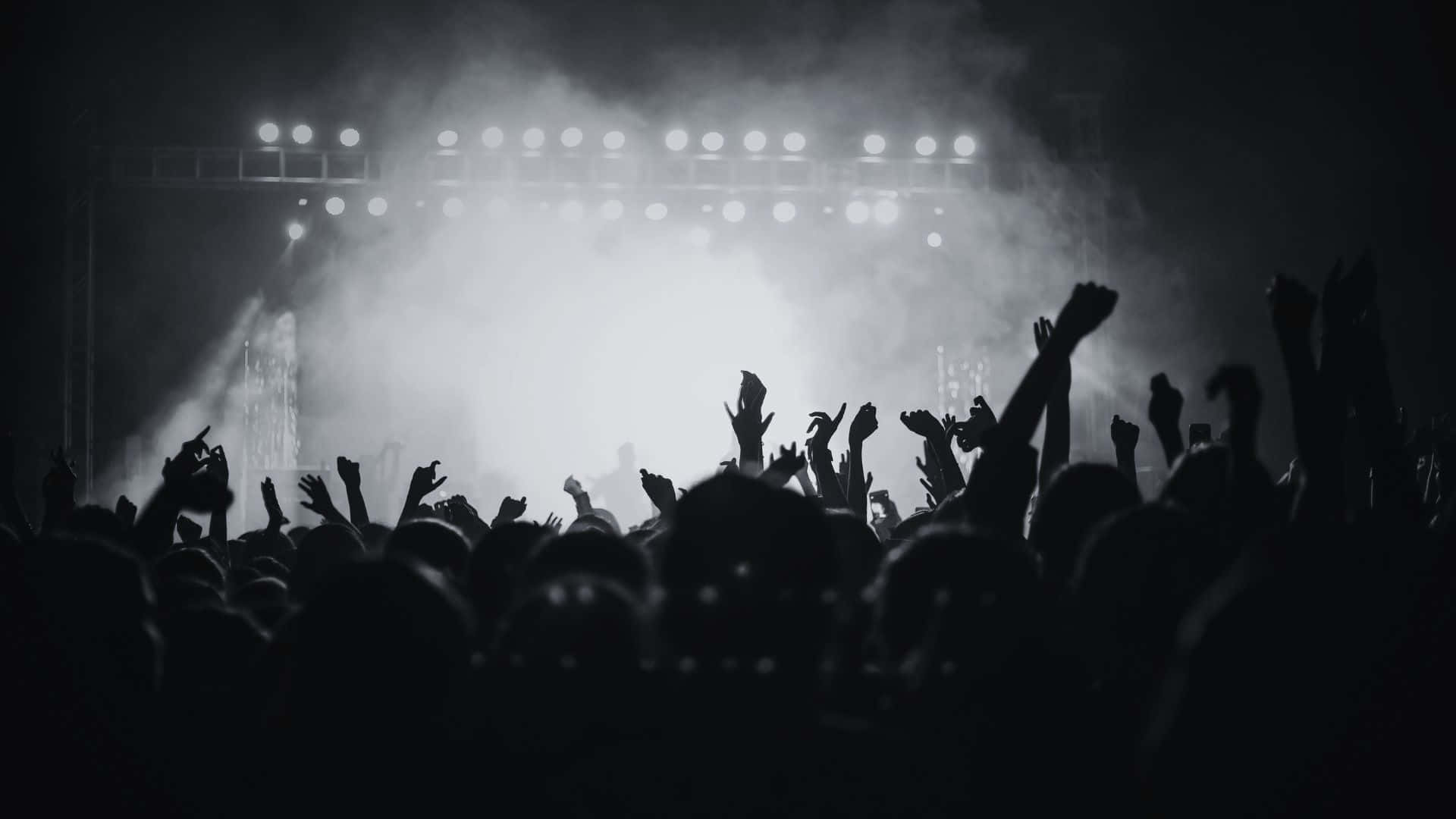 black and white music, 1920 x 1080 wallpaper, silhouetted crowd, Full HD Desktop Wallpaper
