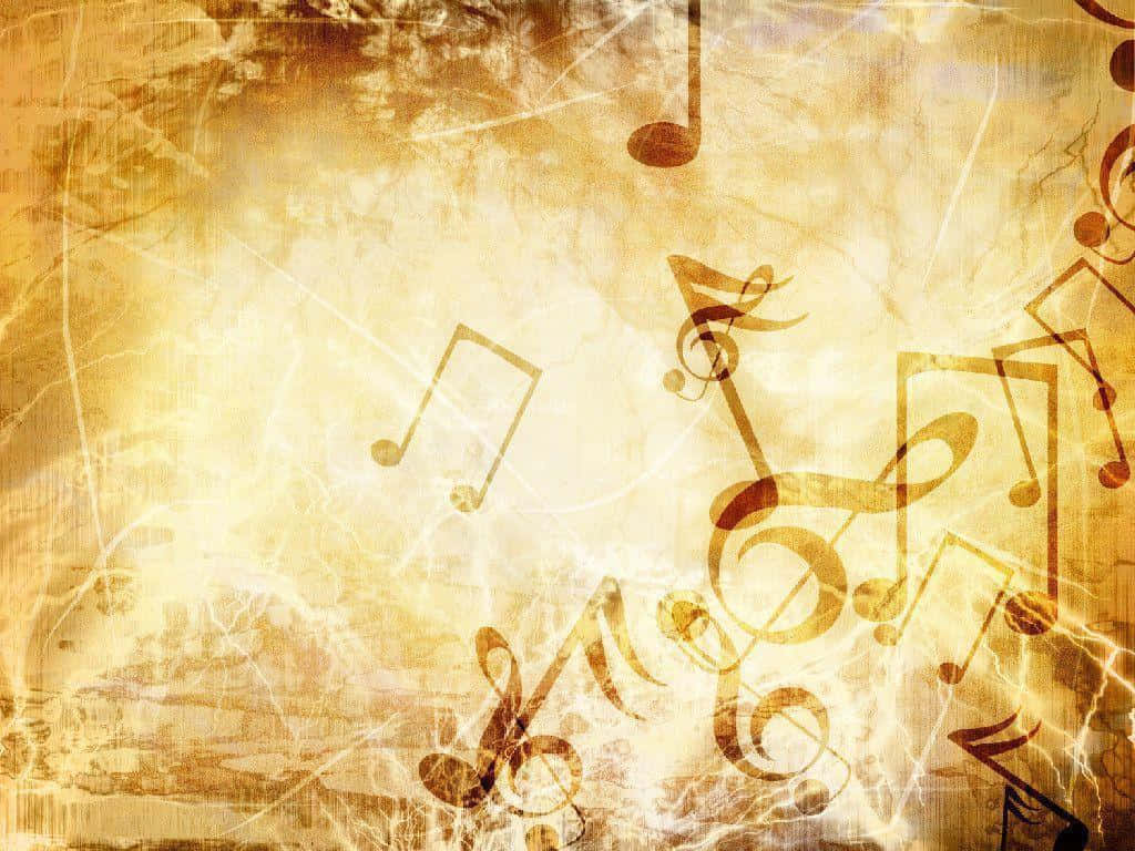 classical music, golden musical notes, vintage parchment background, SD Desktop Wallpaper