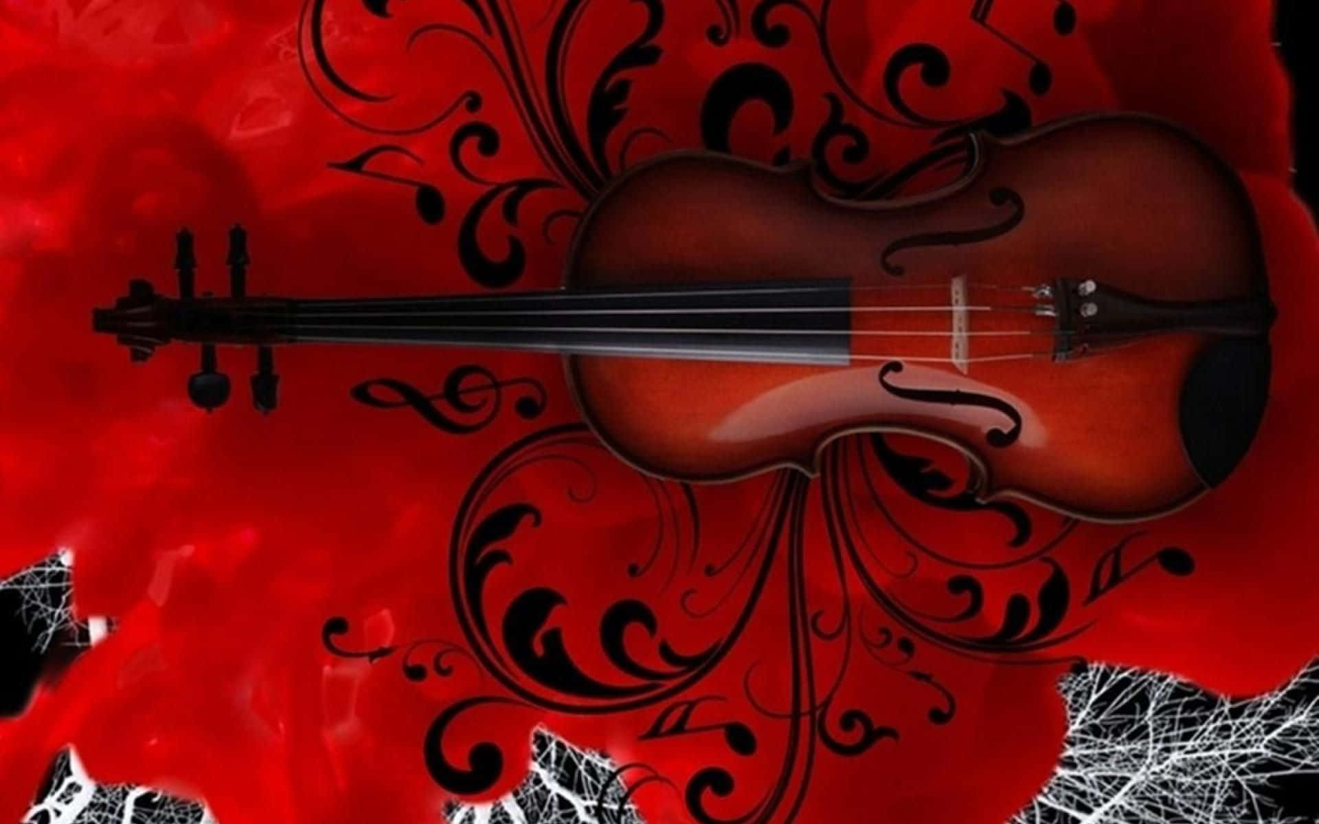 violin, red wooden chordophone, vibrant red background, Full HD Desktop Wallpaper