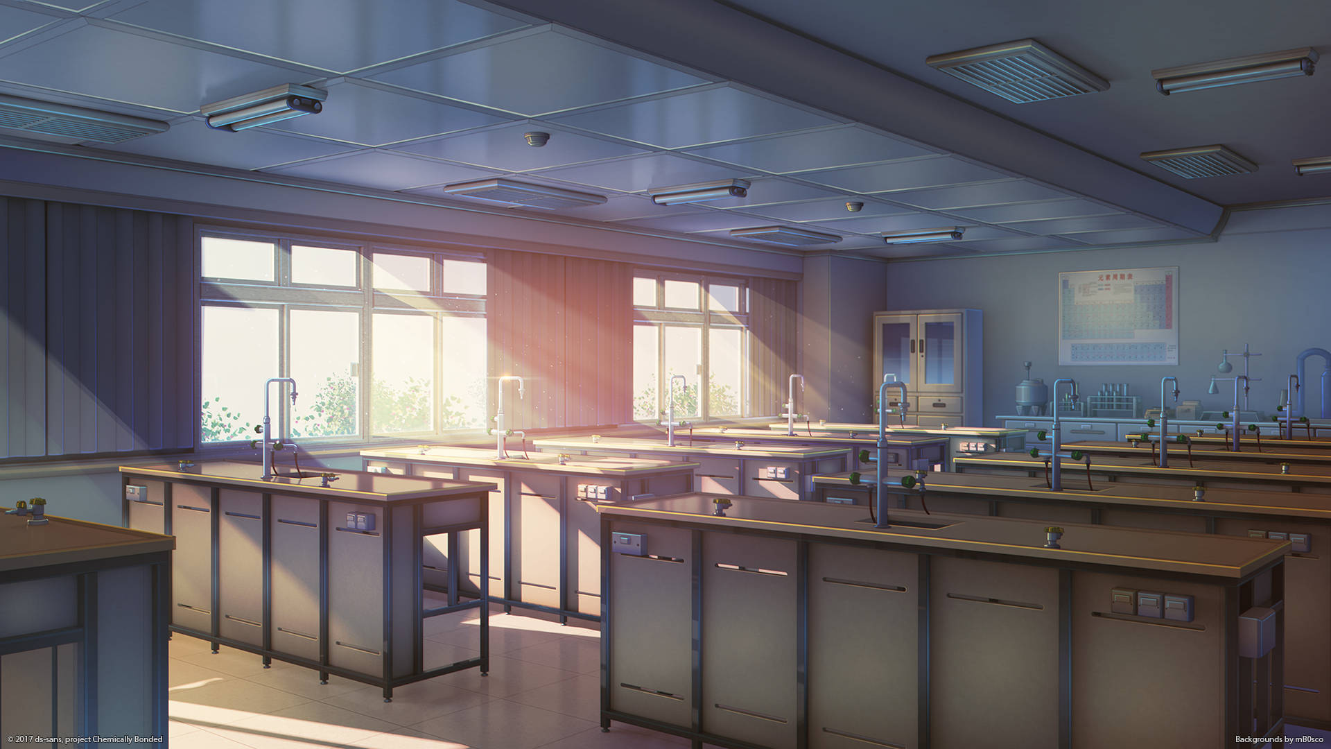 science laboratory classroom, sunlight, windows, Full HD Desktop Wallpaper