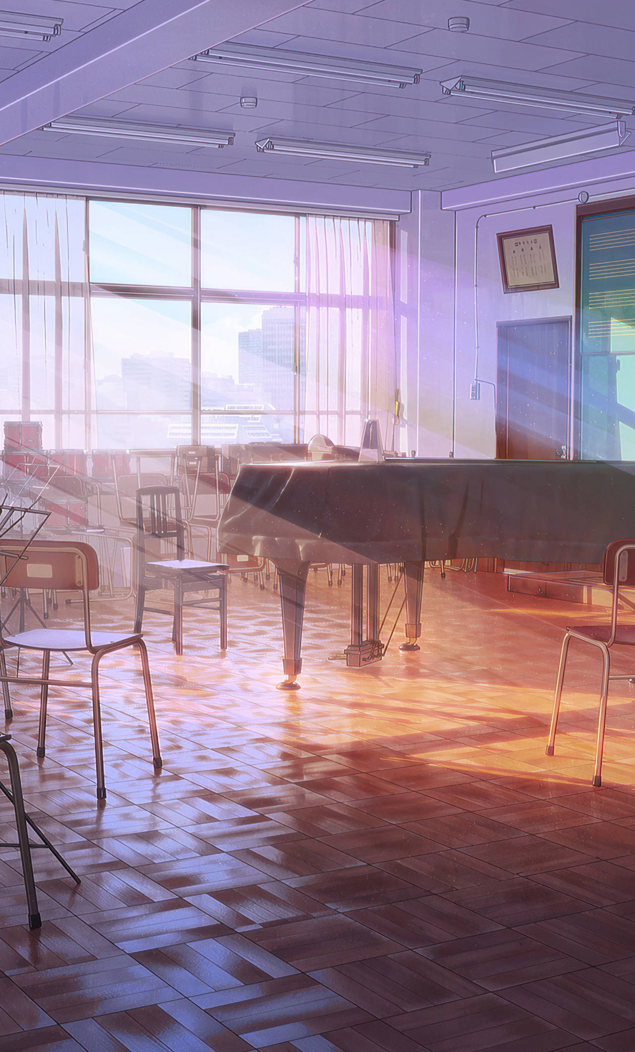 grand piano, wooden floors, large windows, Full HD Phone Wallpaper