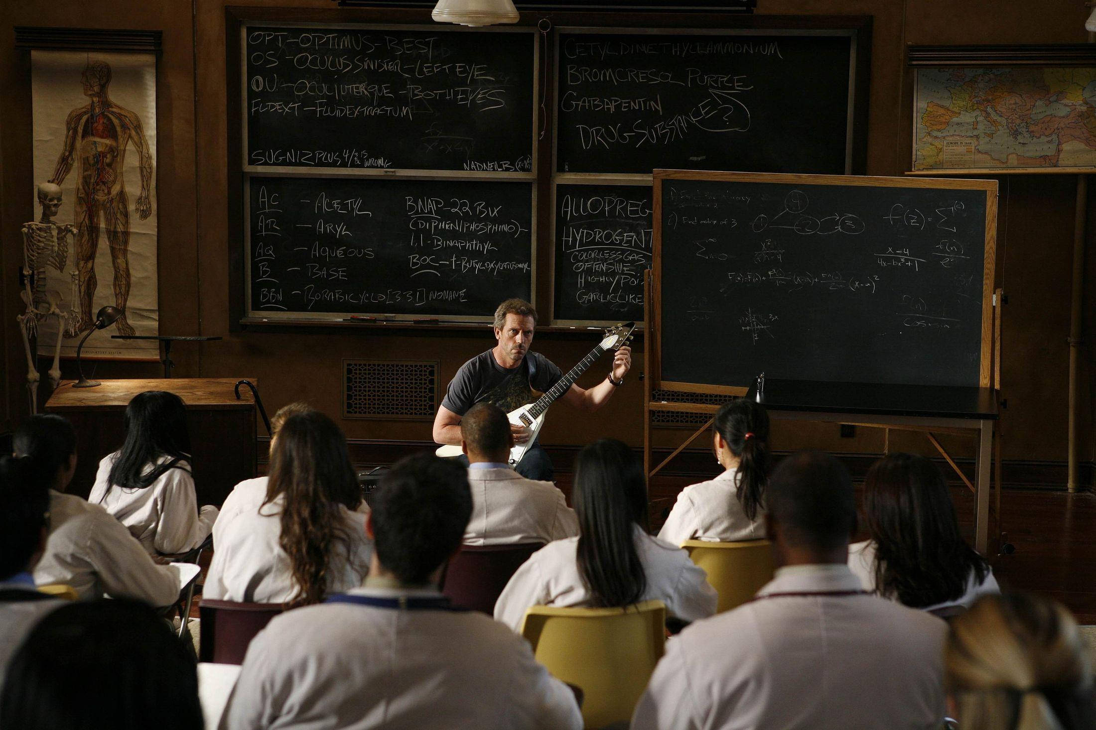 chalkboard, scientific formulas, white lab coats, Full HD Desktop Wallpaper