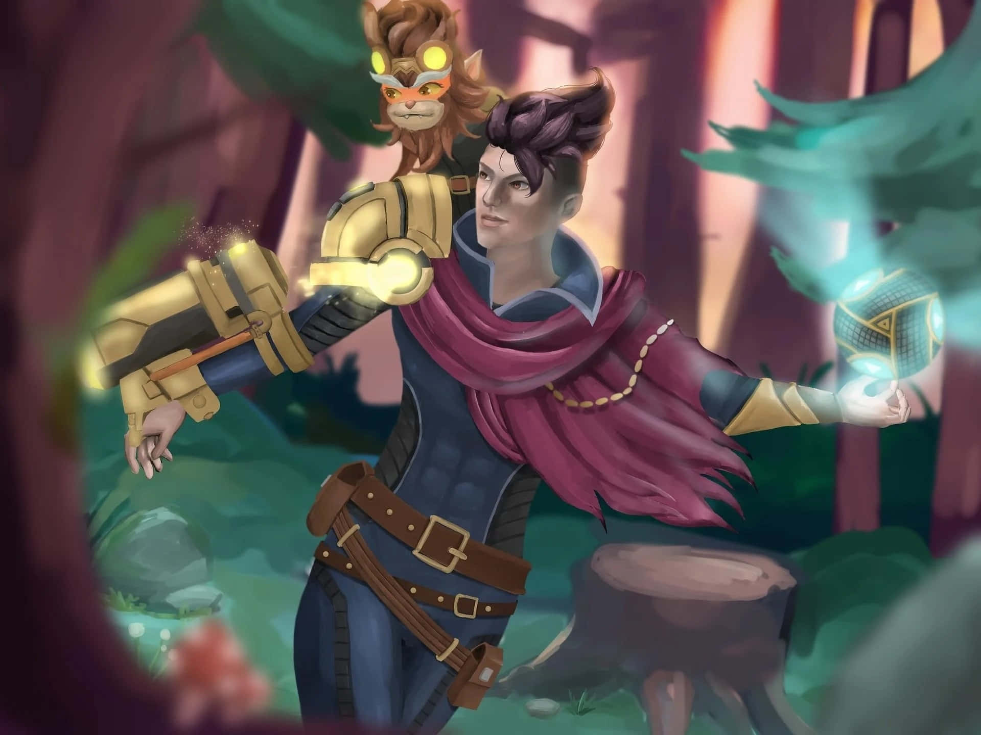 Claude Mobile Legends, mechanical arm, glowing orb, Full HD Desktop Wallpaper