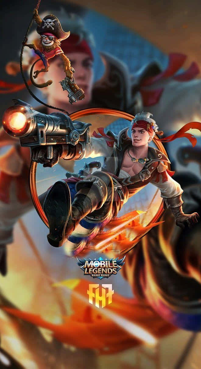 Claude Mobile Legends, pirate warrior, glowing cannon, SD Phone Wallpaper